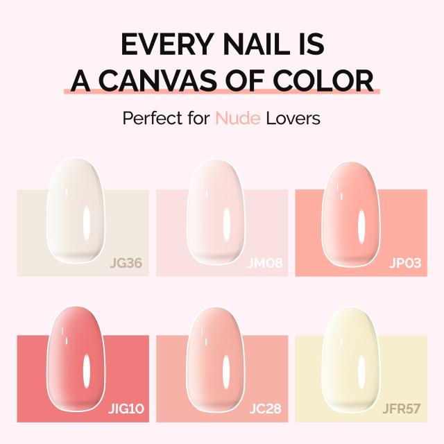 6 Colors Jeweliver Jelly TPO-Free Gel Nail Polish Set 0.5 fl oz/15ml - Nude