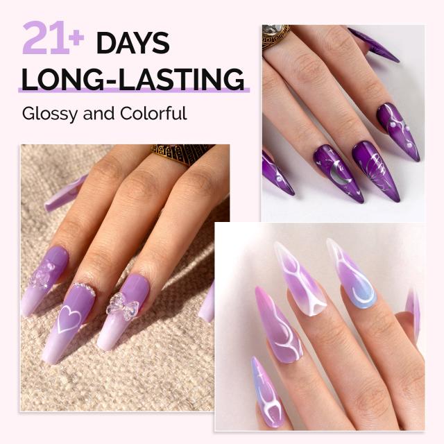 6 Colors Jeweliver Jelly TPO-Free Gel Nail Polish Set 0.5 fl oz/15ml - Purple