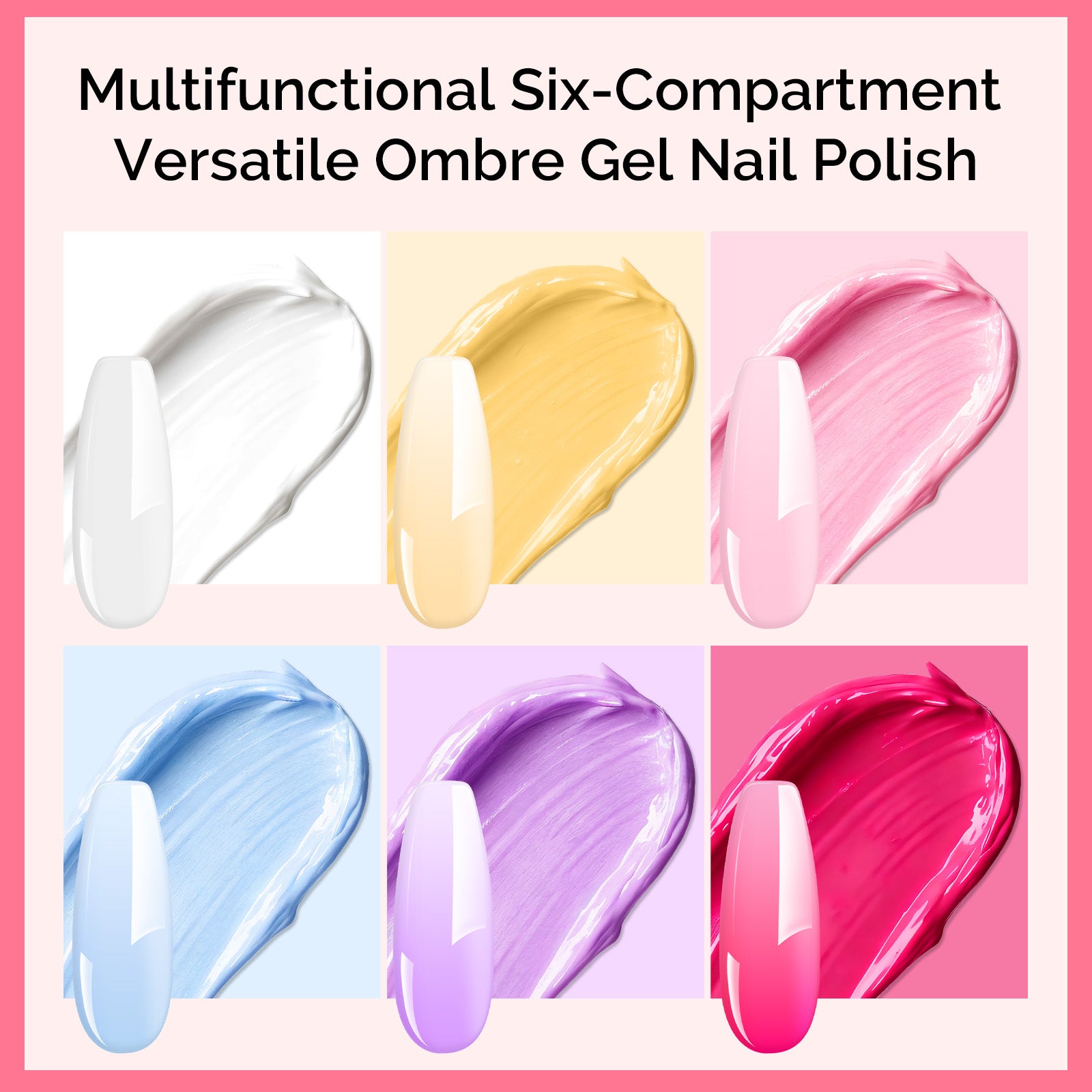 6 Colors Ombre Gel Polish with 100 Sponges & Metal Grabber Set - 图片2