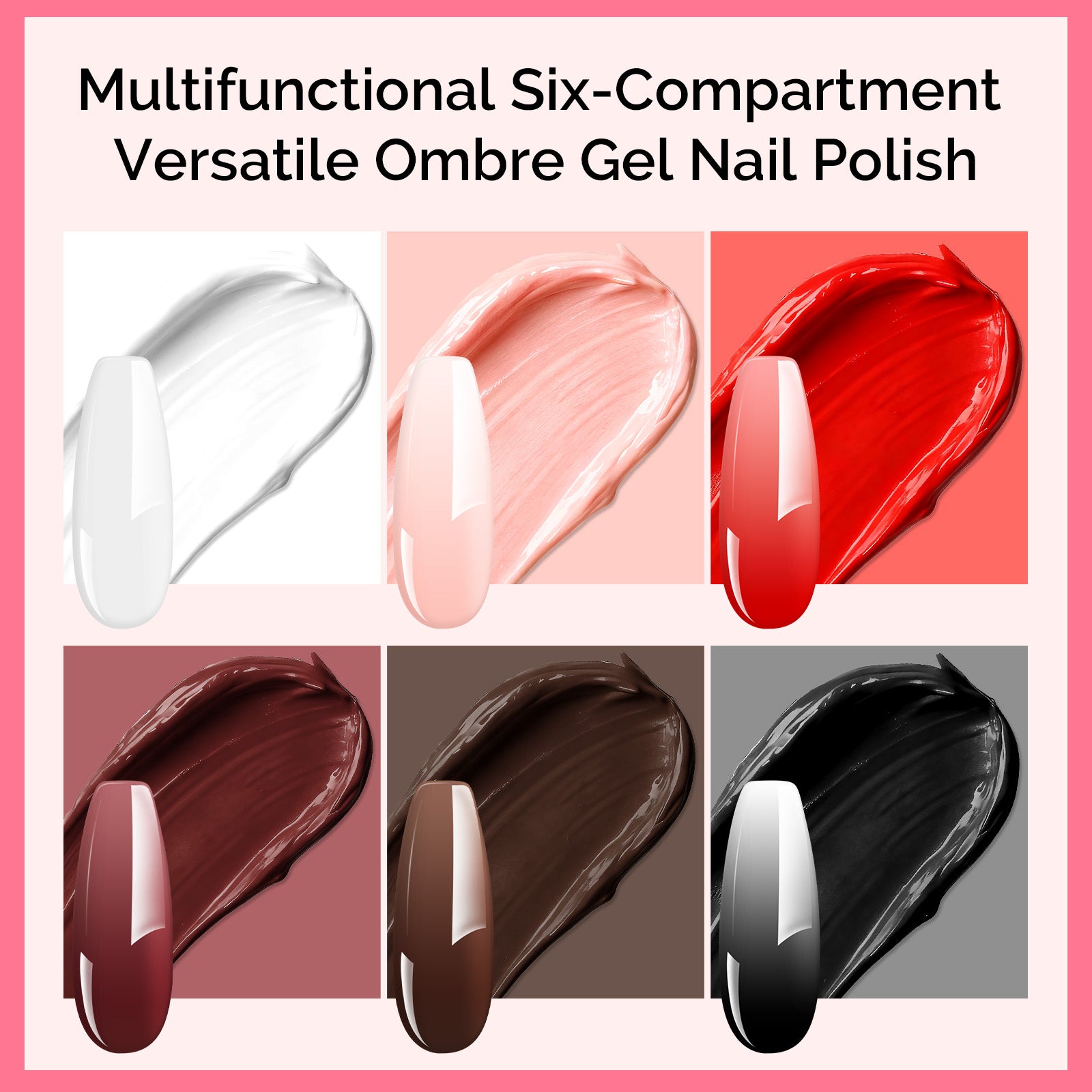 6 Colors Ombre Gel Polish with 100 Sponges & Metal Grabber Set - 图片9