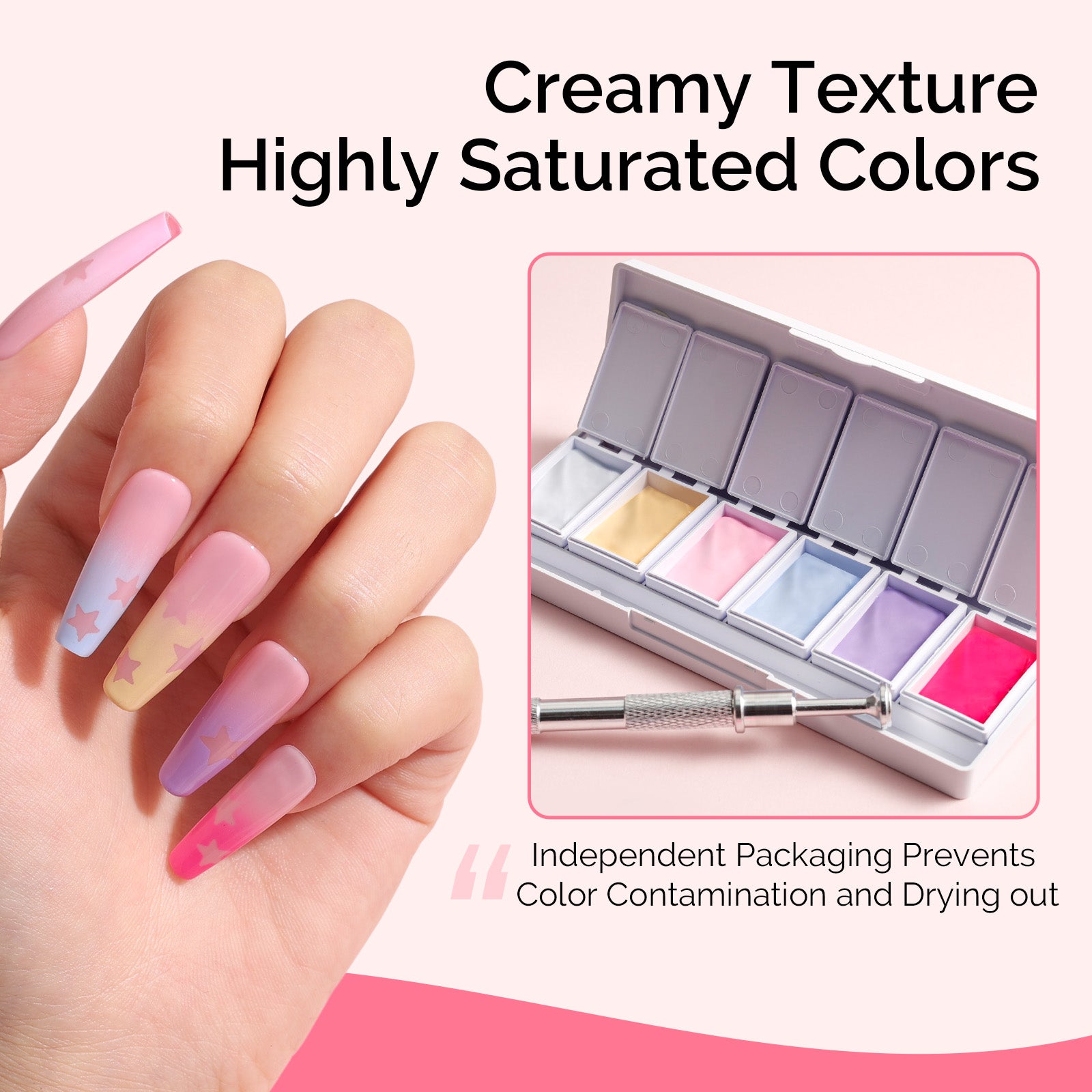 6 Colors Ombre Gel Polish with 100 Sponges & Metal Grabber Set - 图片4