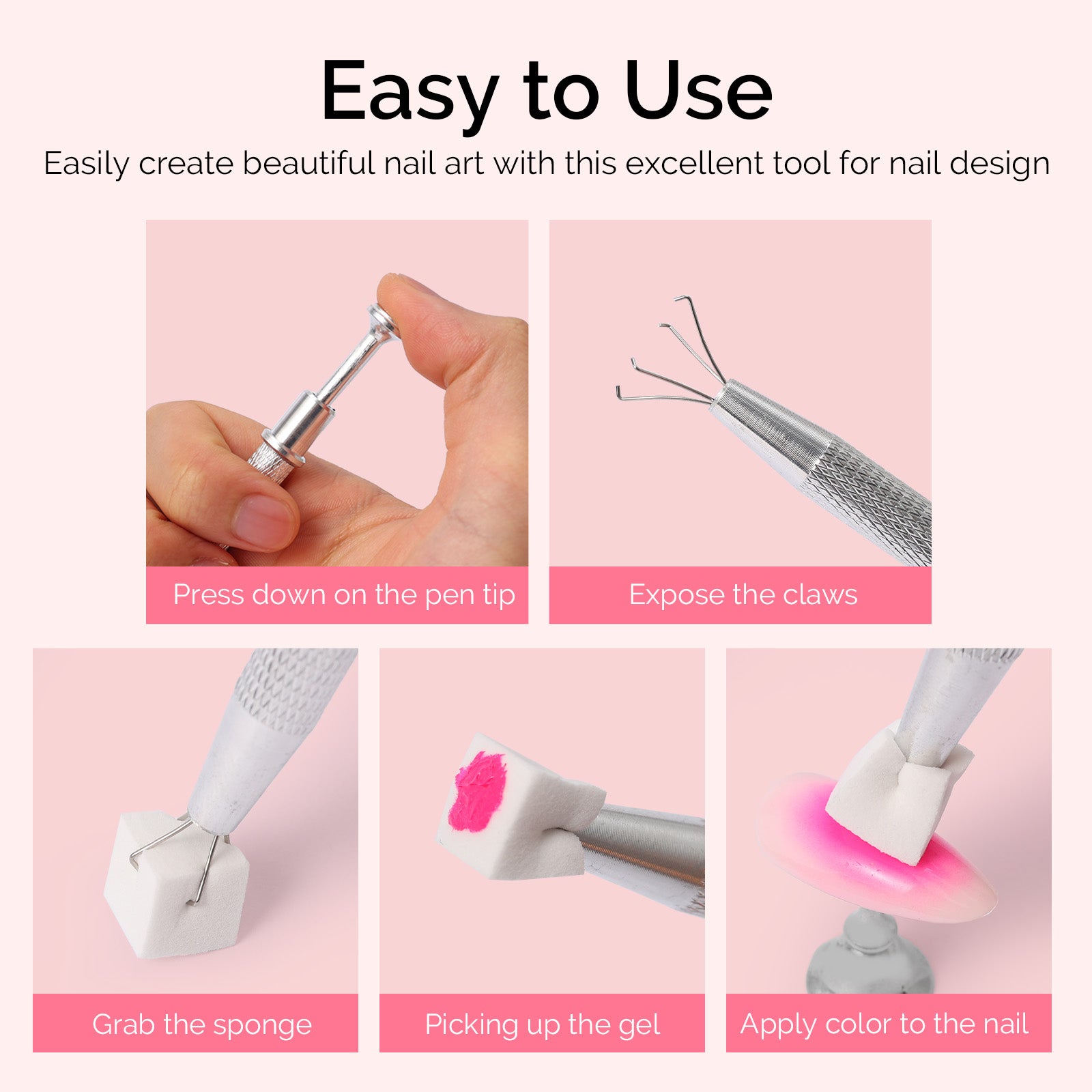 6 Colors Ombre Gel Polish with 100 Sponges & Metal Grabber Set - 图片6