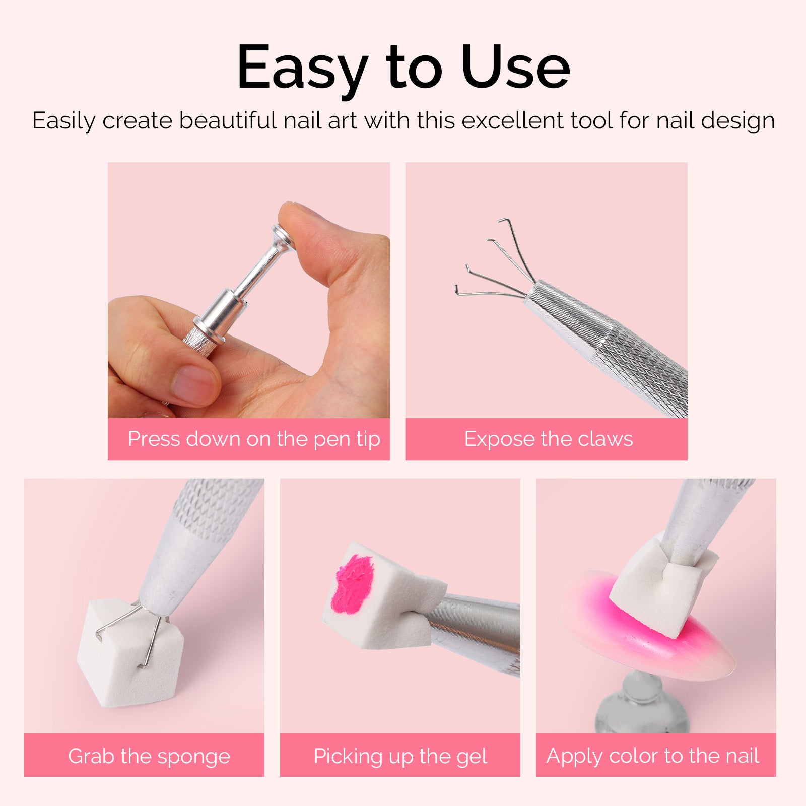 6 Colors Ombre Gel Polish with 100 Sponges & Metal Grabber Set - 图片12