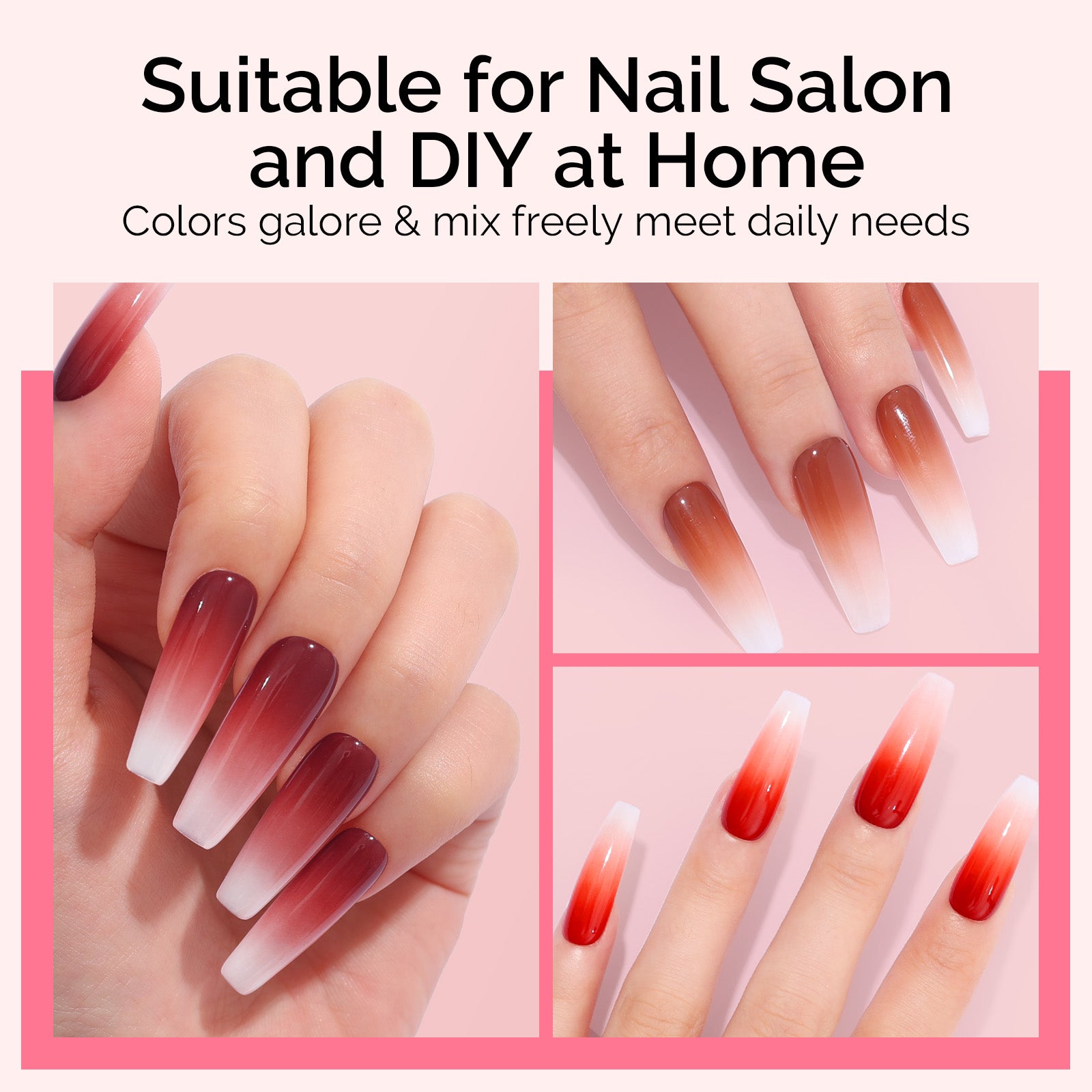 6 Colors Ombre Gel Polish with 100 Sponges & Metal Grabber Set - 图片13