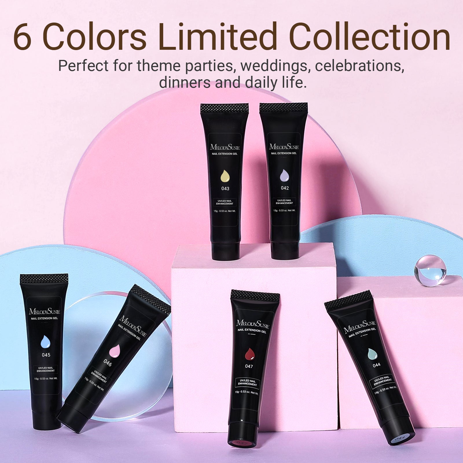 6 Colors Poly Nail Extension Gel Kit - 图片6