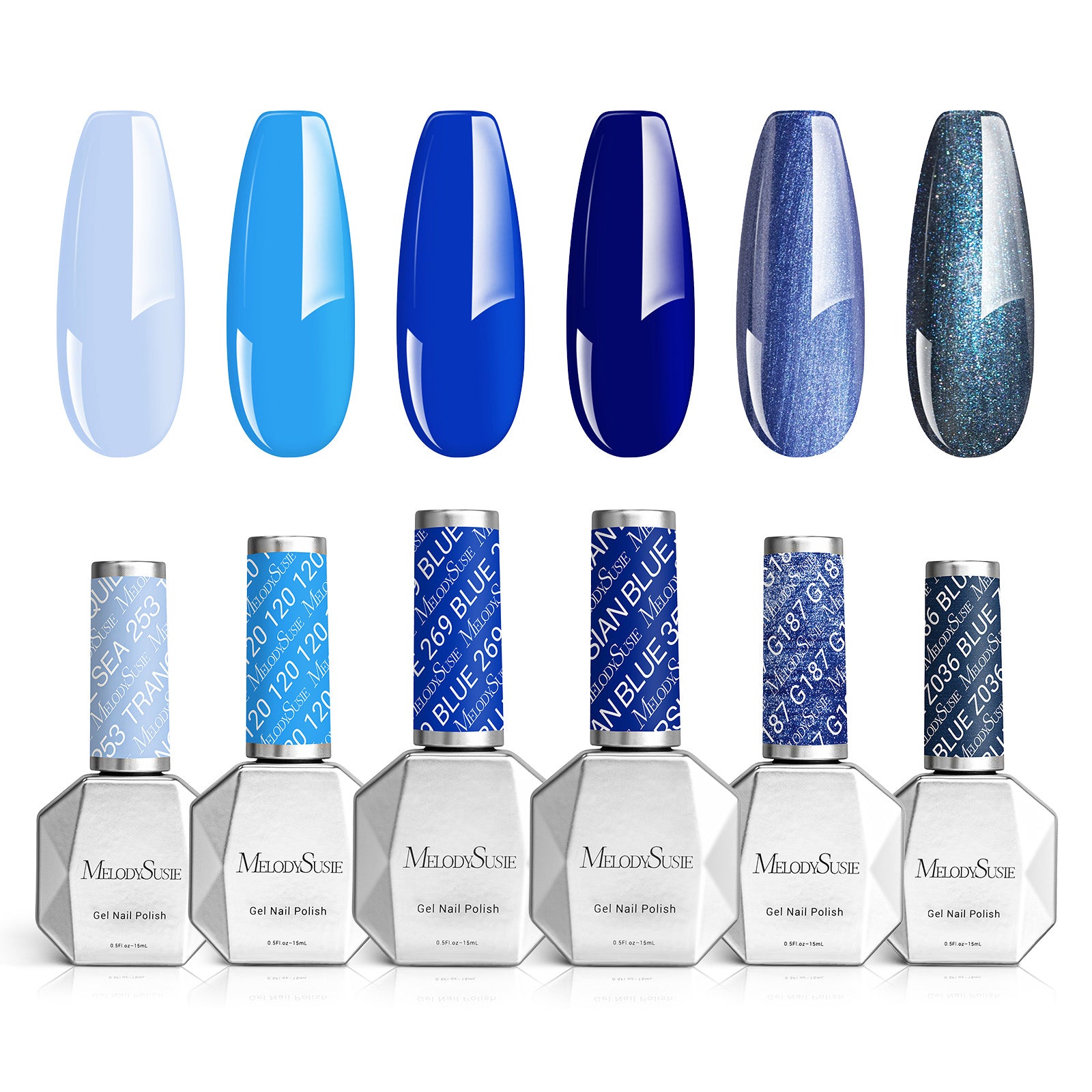 6 Colors TPO-Free Thick Gel Nail Polish Set 15ml - Blue