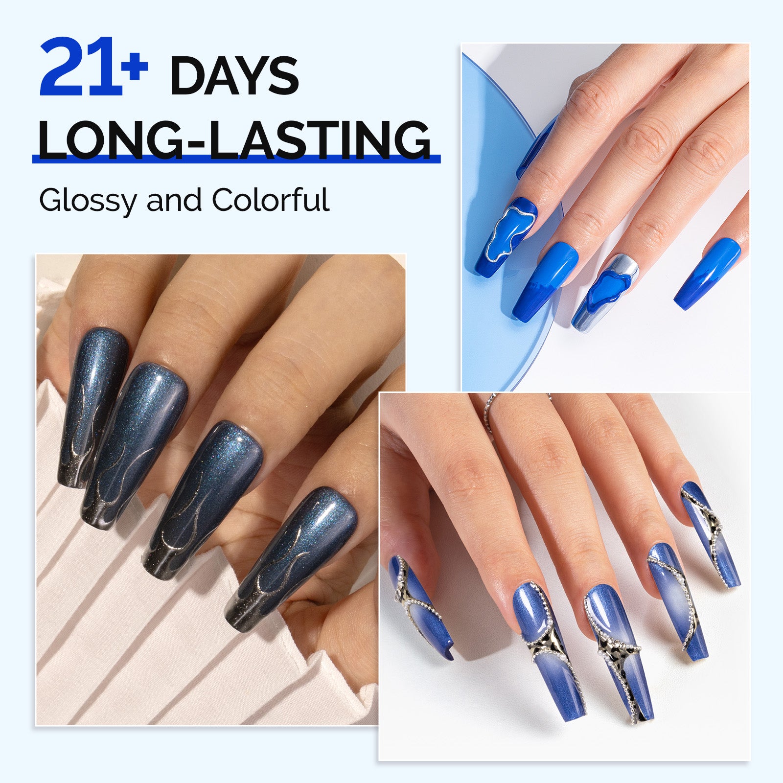 6 Colors TPO-Free Thick Gel Nail Polish Set 15ml - Blue - 图片4