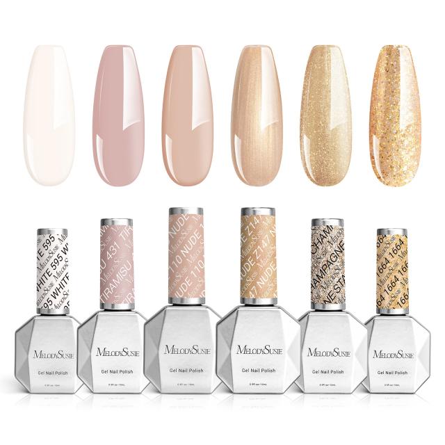 6 Colors TPO-Free Thick Gel Nail Polish Set 15ml - Brown