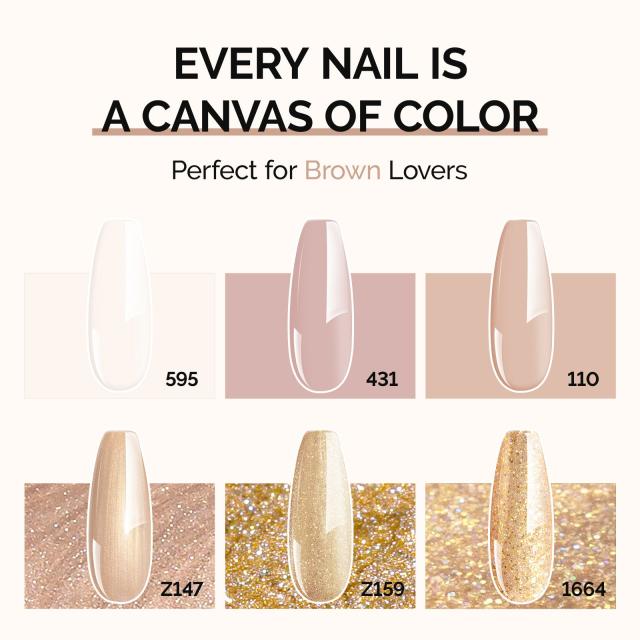 6 Colors TPO-Free Thick Gel Nail Polish Set 15ml - Brown