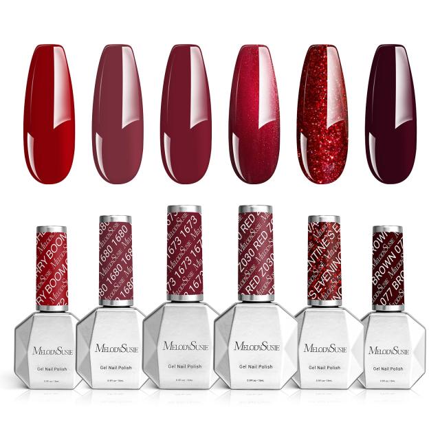 6 Colors TPO-Free Thick Gel Nail Polish Set 15ml -Charm Red