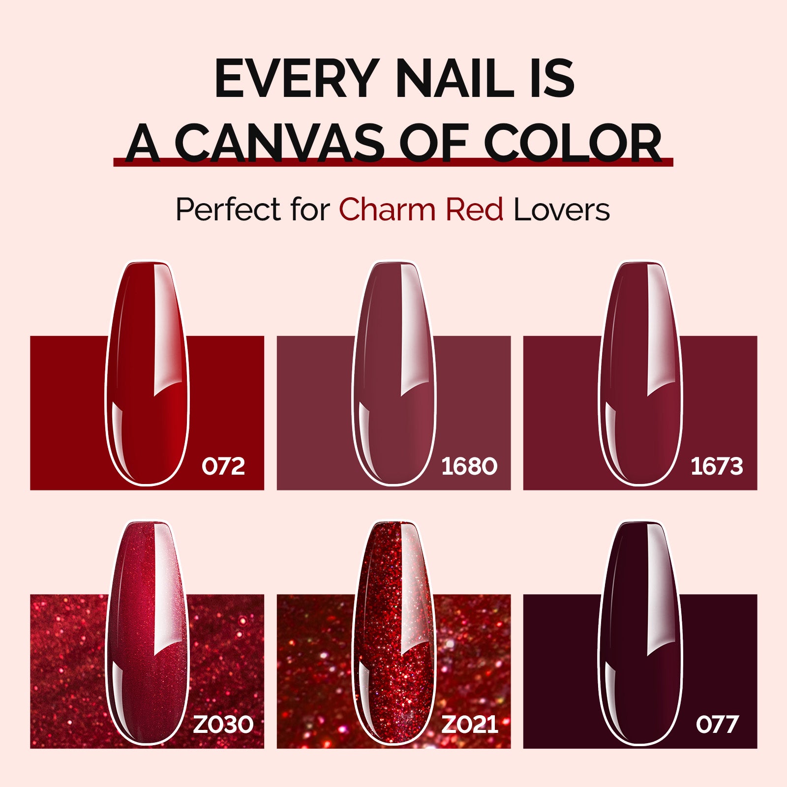 6 Colors TPO-Free Thick Gel Nail Polish Set 15ml -Charm Red - 图片3