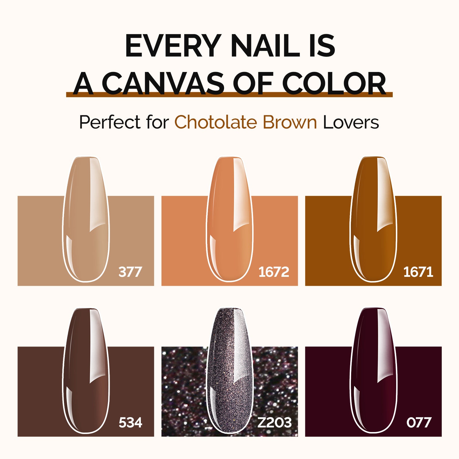 6 Colors TPO-Free Thick Gel Nail Polish Set 15ml - Chocolate Brown - 图片3