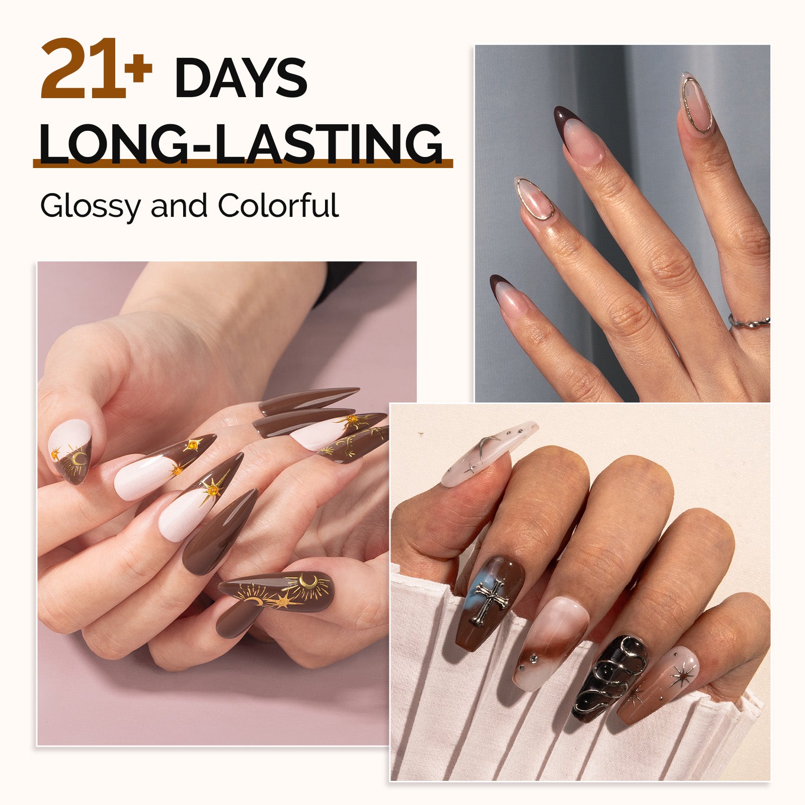 6 Colors TPO-Free Thick Gel Nail Polish Set 15ml - Chocolate Brown - 图片4