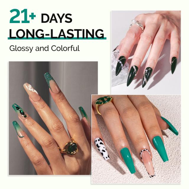 6 Colors TPO-Free Thick Gel Nail Polish Set 15ml - Green