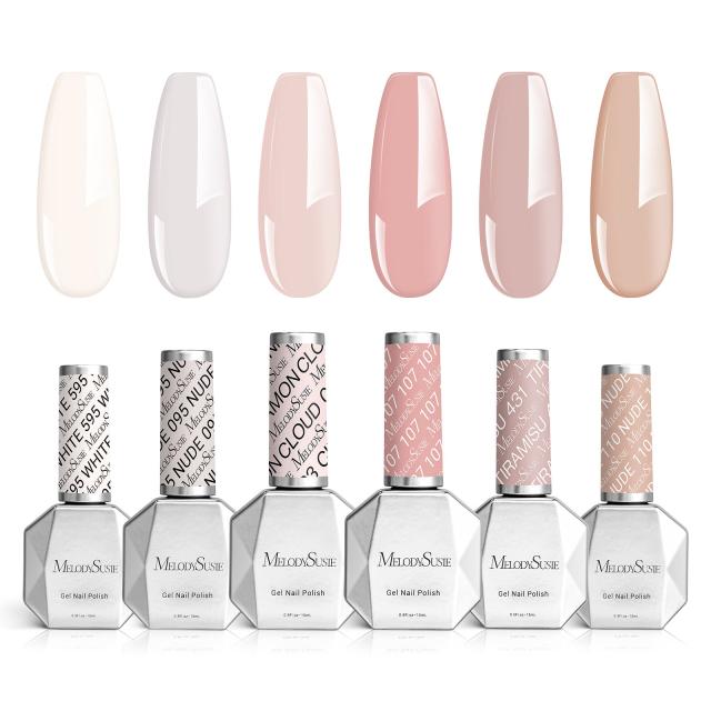 6 Colors TPO-Free Thick Gel Nail Polish Set 15ml - Nude Pink