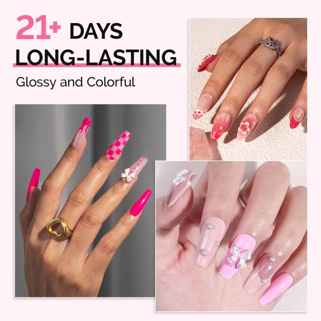 6 Colors TPO-Free Thick Gel Nail Polish Set 15ml - Pink