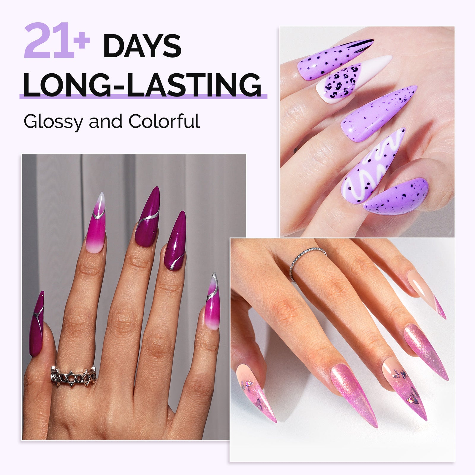 6 Colors TPO-Free Thick Gel Nail Polish Set 15ml - Purple - 图片4