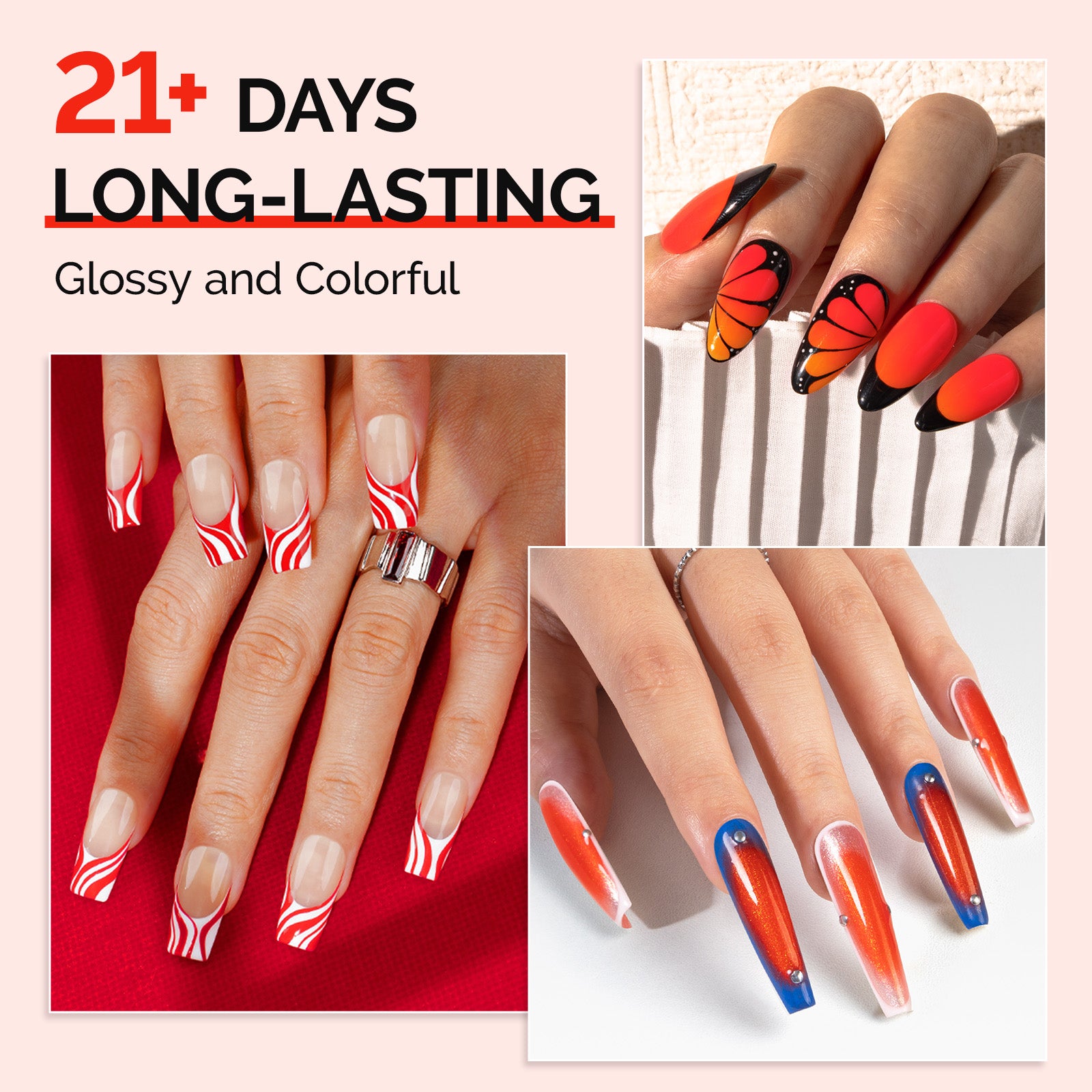 6 Colors TPO-Free Thick Gel Nail Polish Set 15ml - Red - 图片4