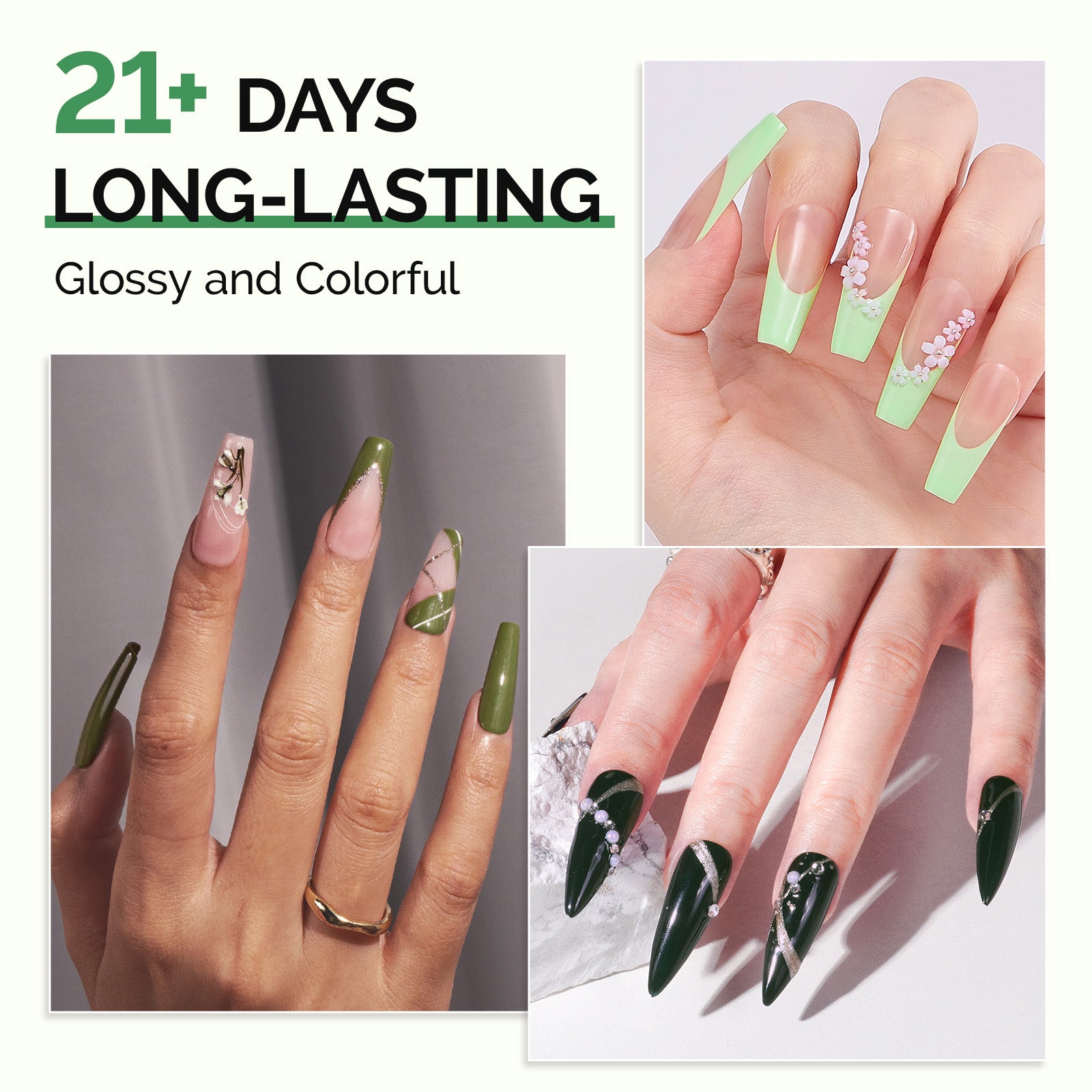 6 Colors TPO-Free Thick Gel Nail Polish Set 15ml - Spring Green - 图片4