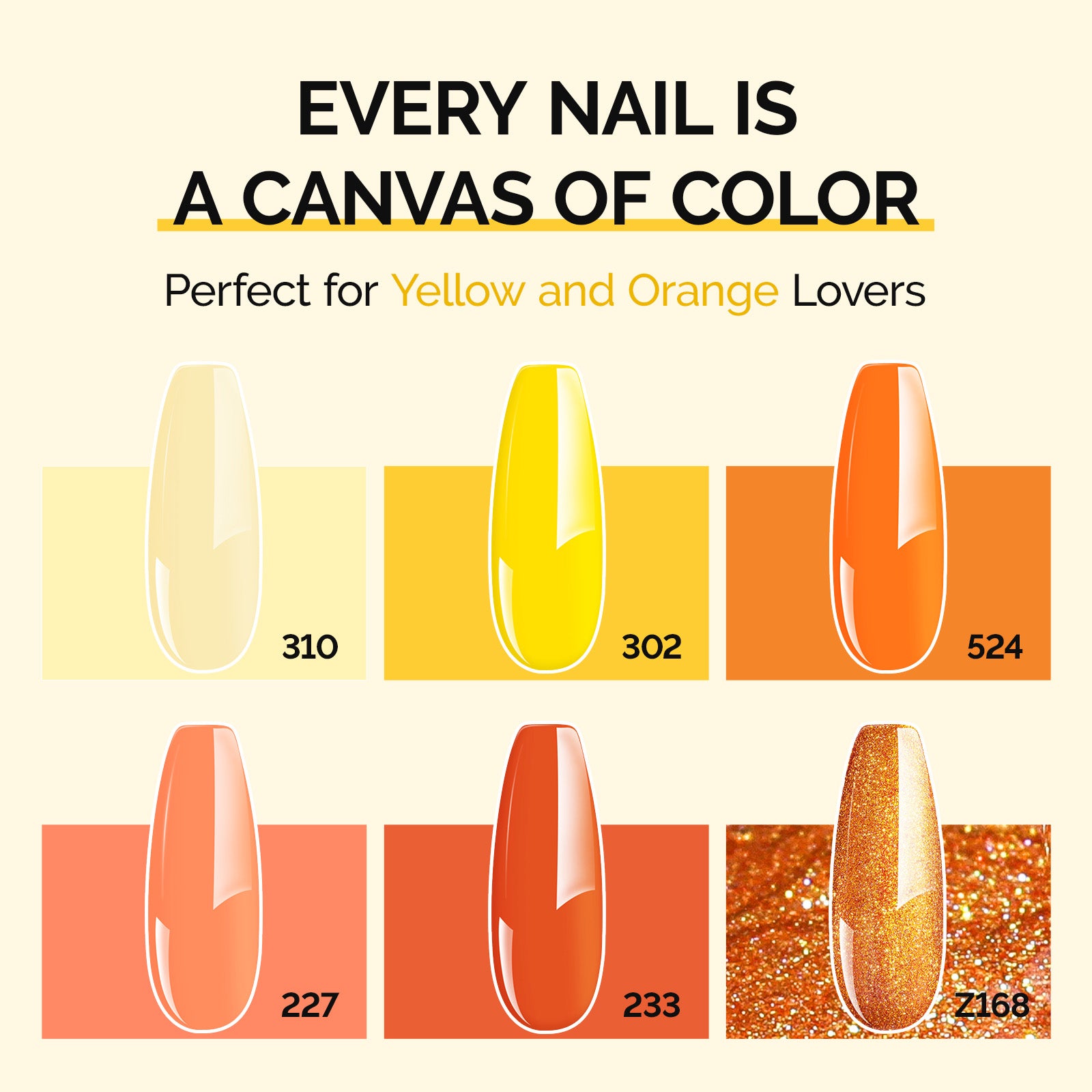 6 Colors TPO-Free Thick Gel Nail Polish Set 15ml - Yellow and Orange - 图片3