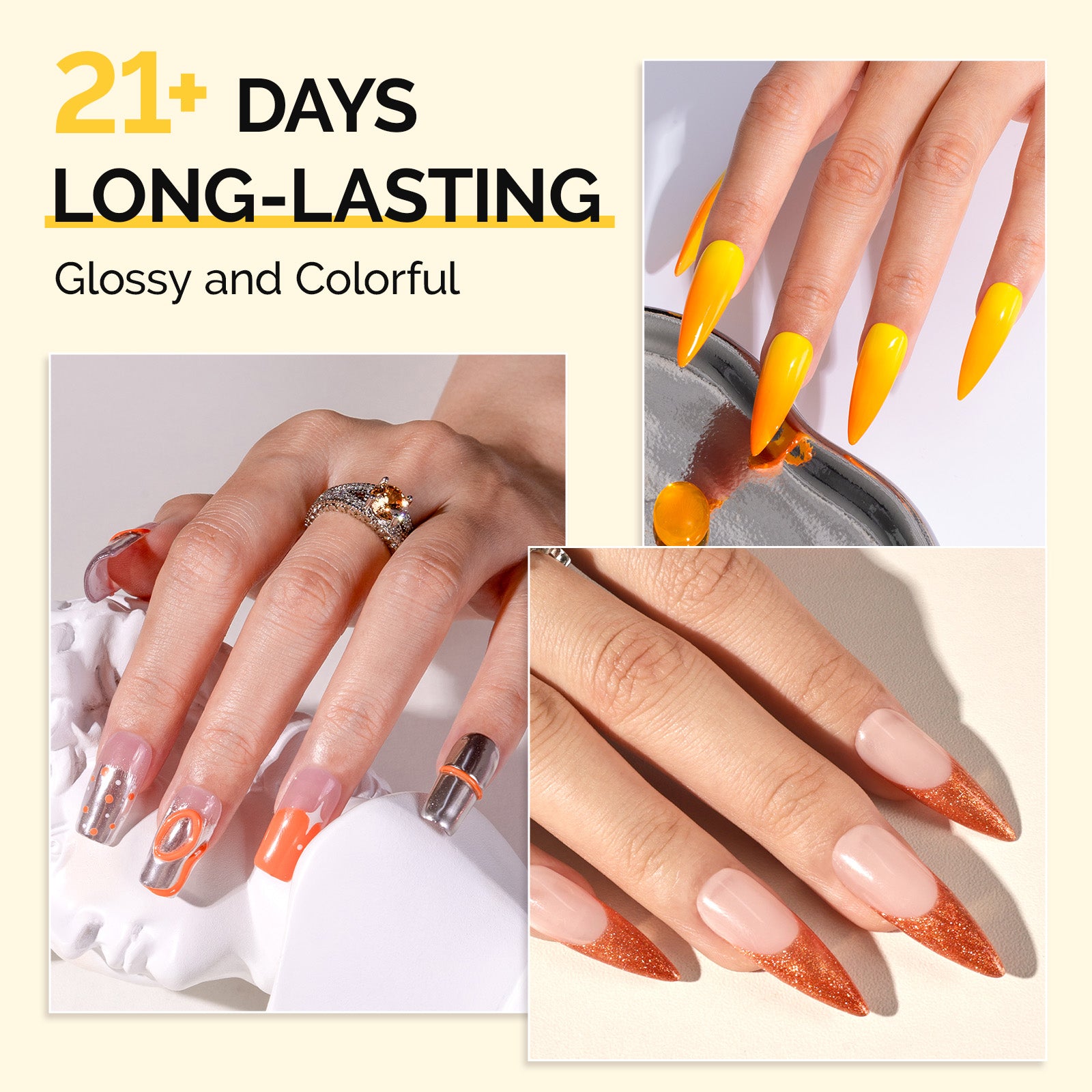 6 Colors TPO-Free Thick Gel Nail Polish Set 15ml - Yellow and Orange - 图片4