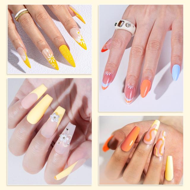 6 Colors TPO-Free Thick Gel Nail Polish Set 15ml - Yellow and Orange