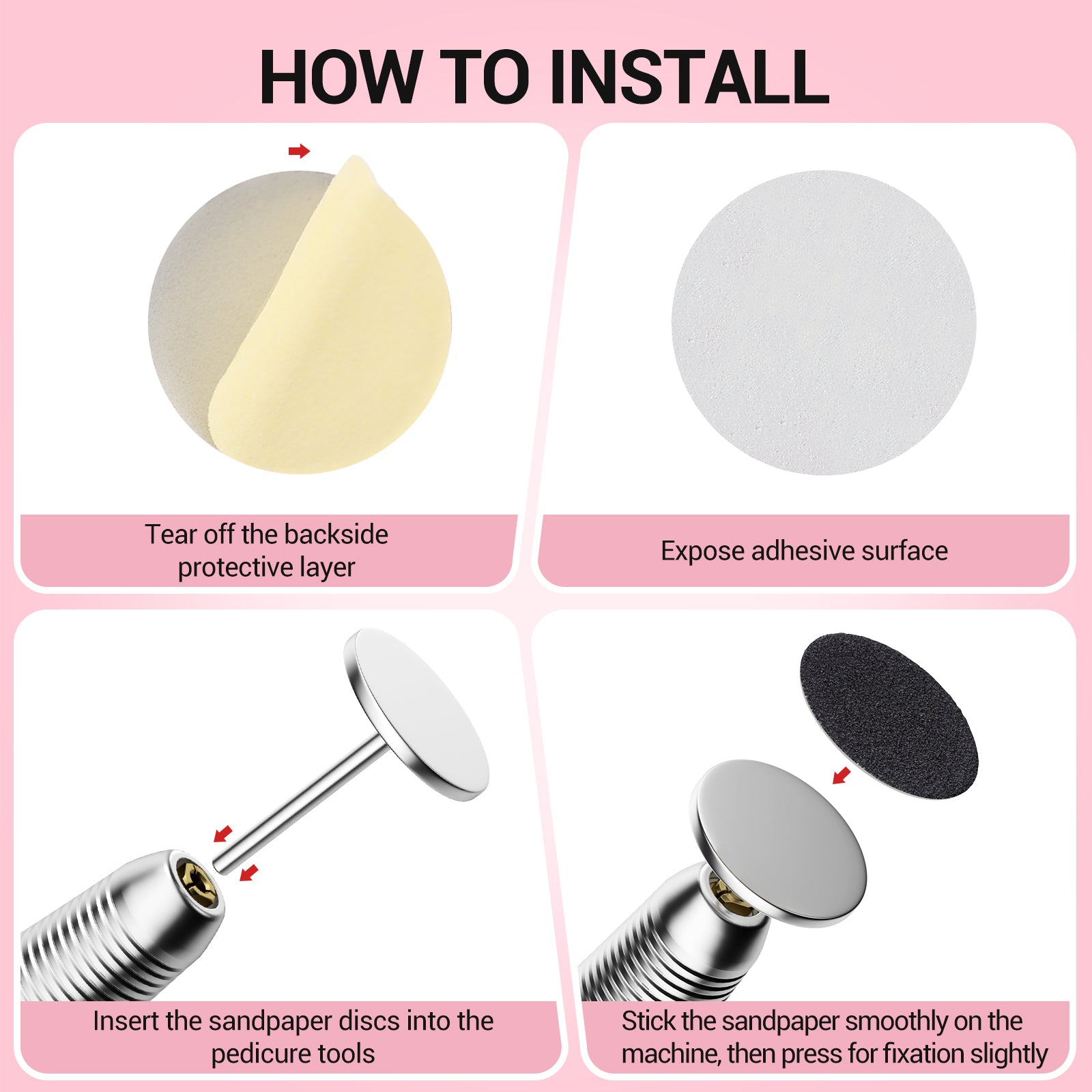 60 Pcs Replacement Sandpaper Discs with 25mm Metal Nail Drill Bit - 图片3