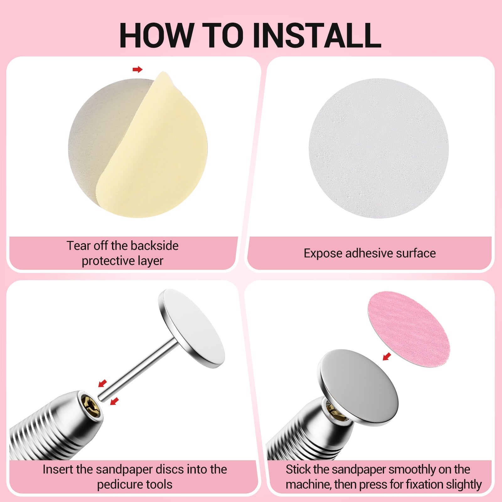 60 Pcs Replacement Sandpaper Discs with 25mm Metal Nail Drill Bit - 图片4