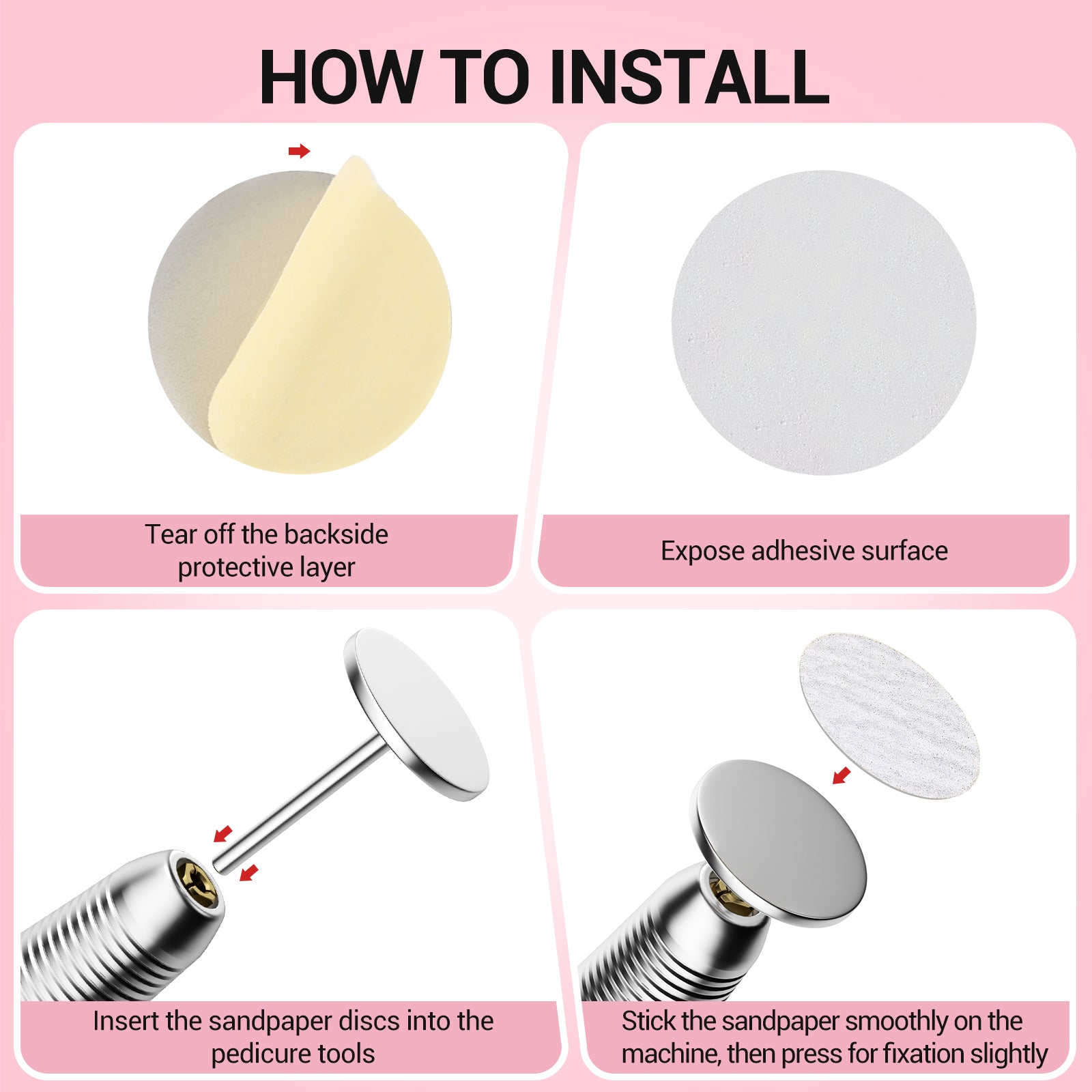 60 Pcs Replacement Sandpaper Discs with 25mm Metal Nail Drill Bit - 图片5