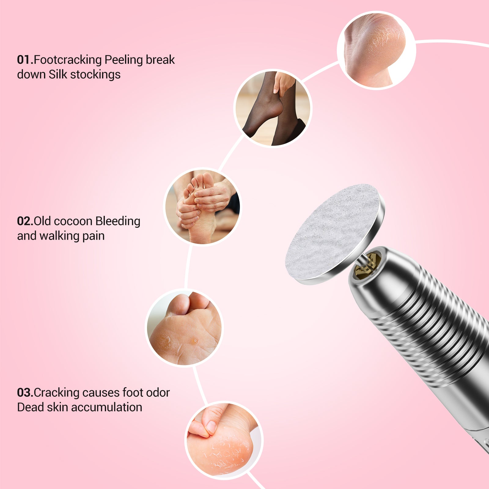 60 Pcs Replacement Sandpaper Discs with 25mm Metal Nail Drill Bit - 图片8