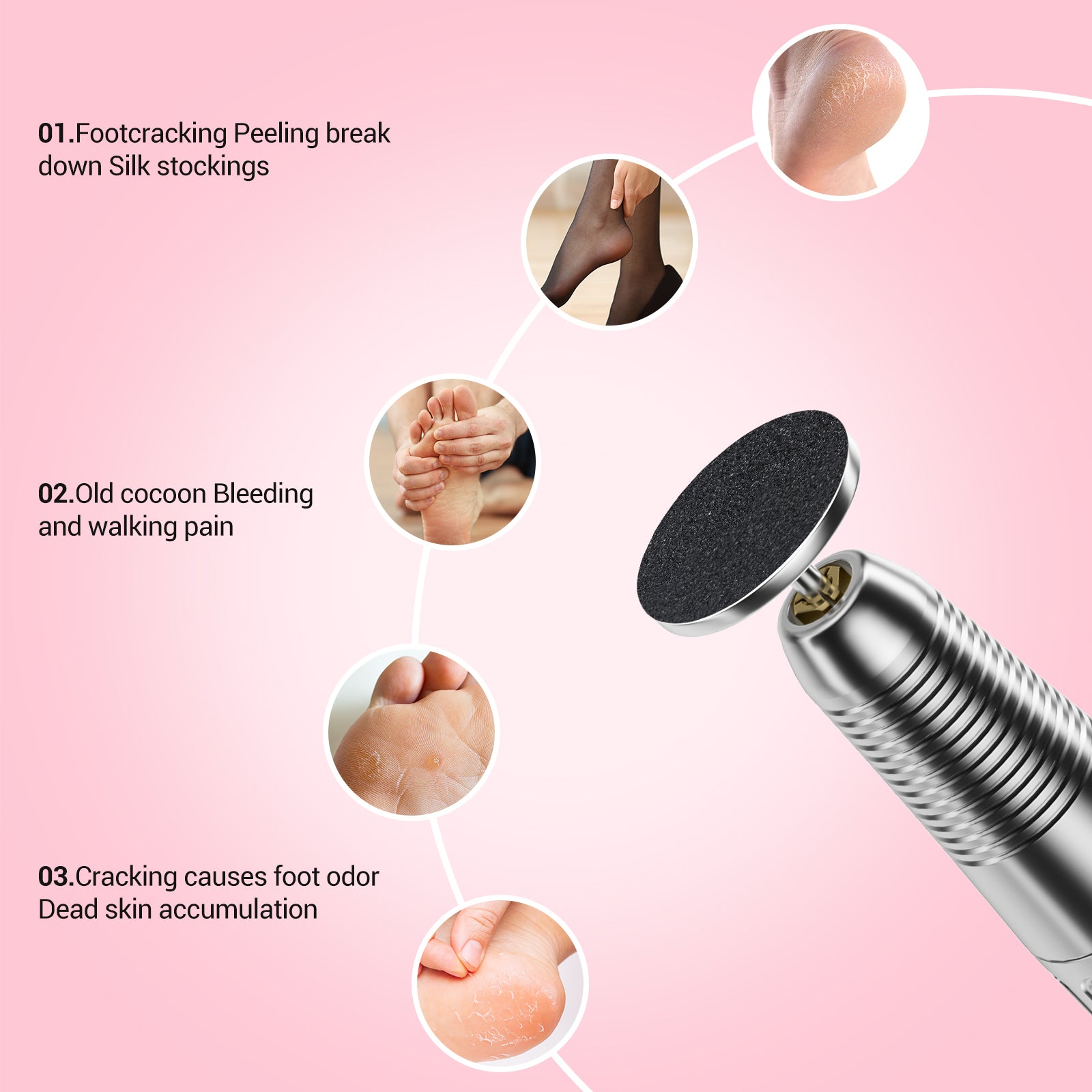 60 Pcs Replacement Sandpaper Discs with 25mm Metal Nail Drill Bit - 图片9