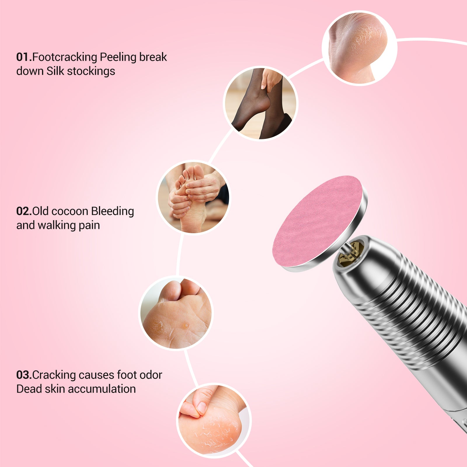 60 Pcs Replacement Sandpaper Discs with 25mm Metal Nail Drill Bit - 图片10