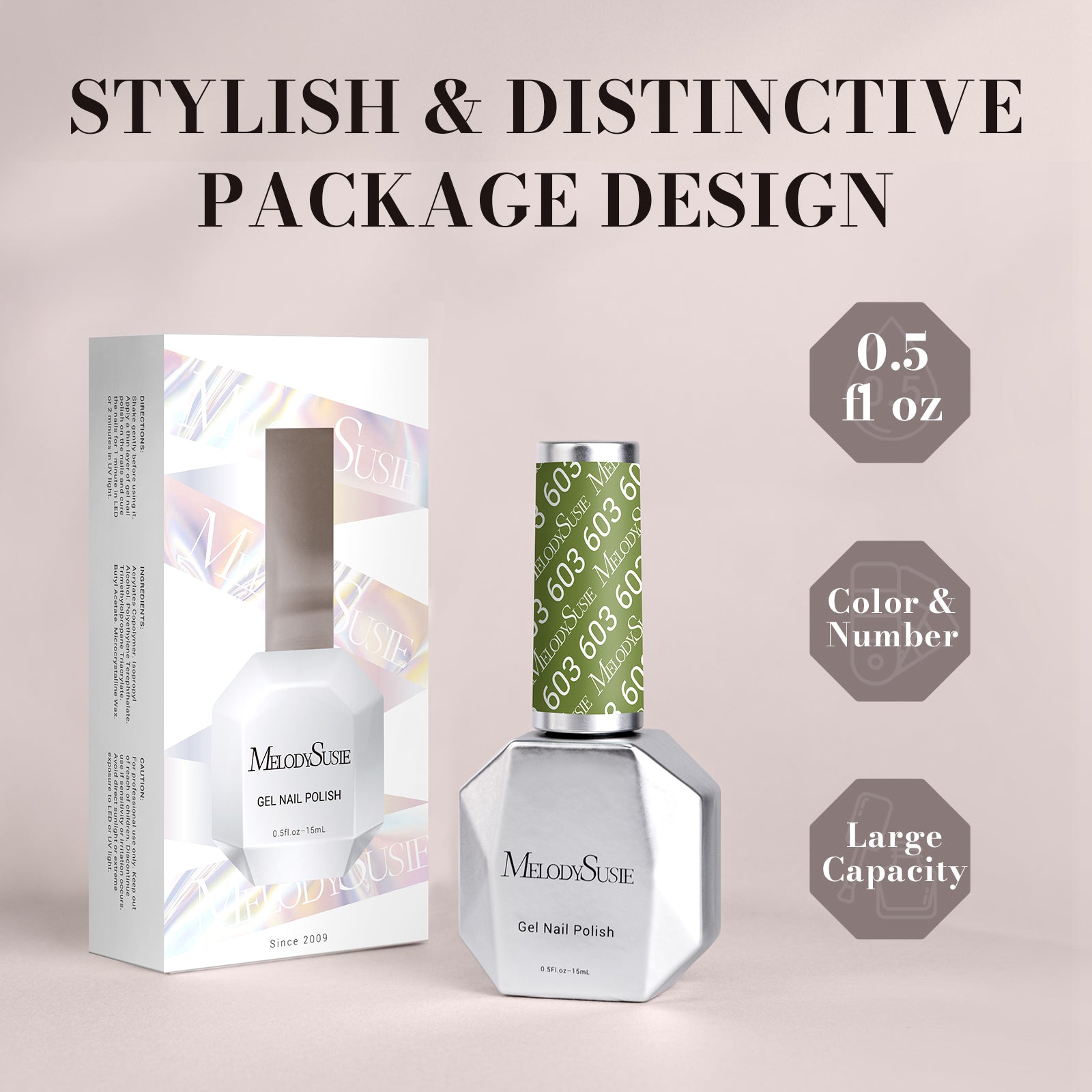 603 Olive Green - TPO-Free Faster UV Curing Gel Nail Polish 0.5 fl oz/15ml - 图片6