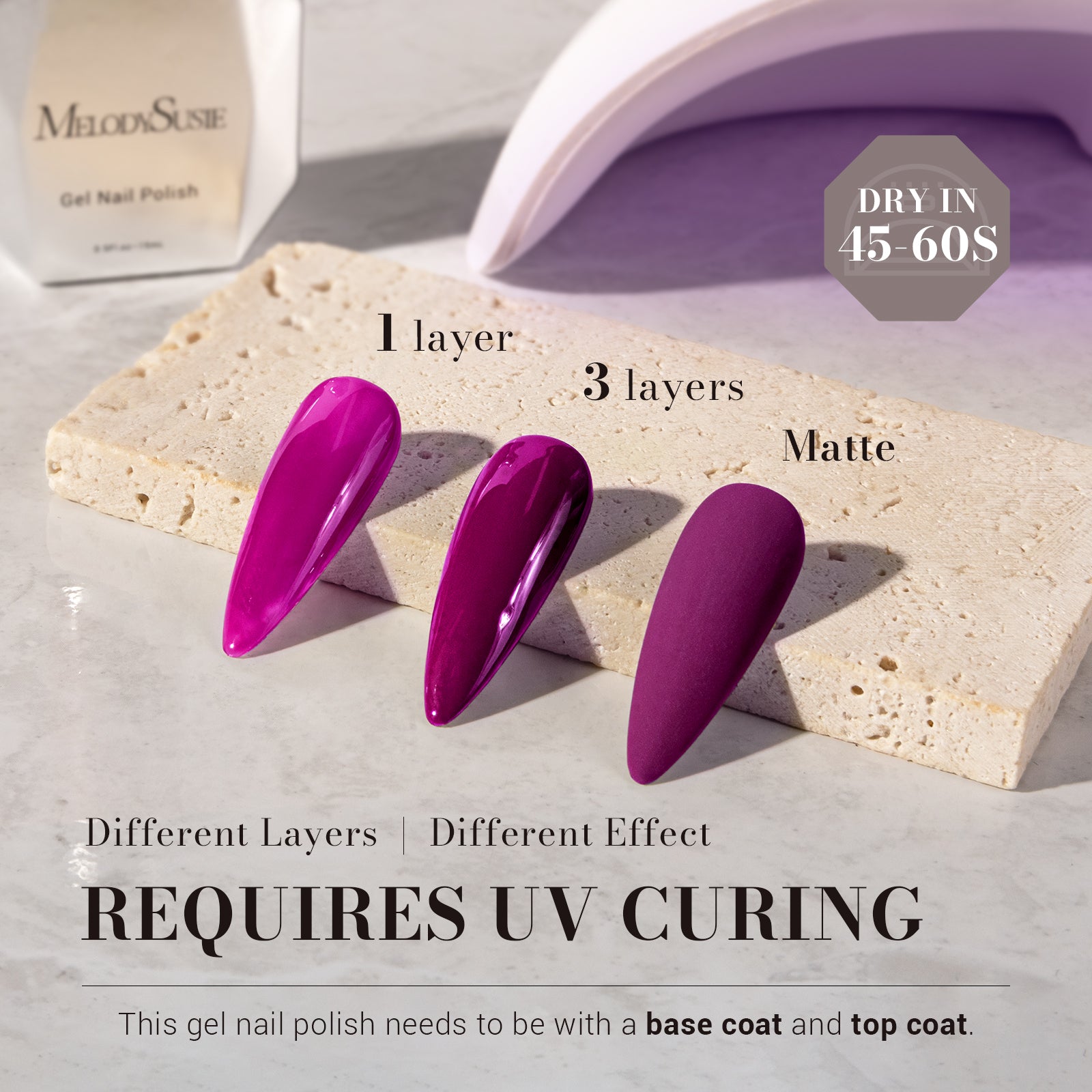 065 Passion Purple - TPO-Free Faster UV Curing Gel Nail Polish 0.5 fl oz/15ml - 图片3