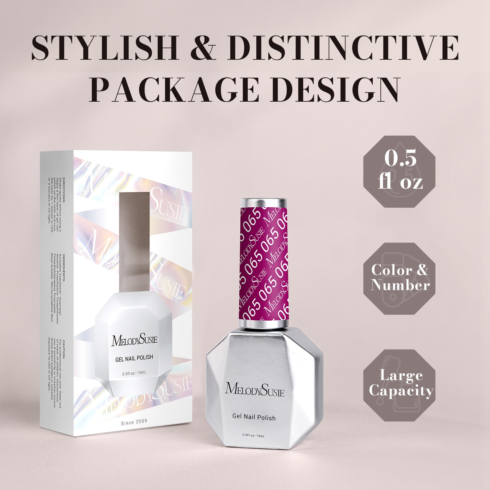 065 Passion Purple - TPO-Free Faster UV Curing Gel Nail Polish 0.5 fl oz/15ml - 图片6