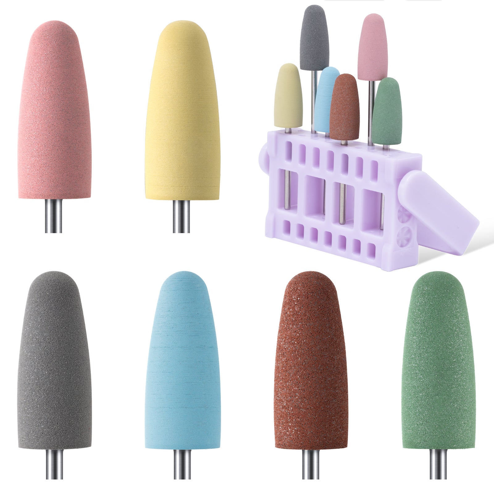 6Pcs Polish Pedicure Nail Drill Bits with 16 Holes Bits Holder Set - 图片11