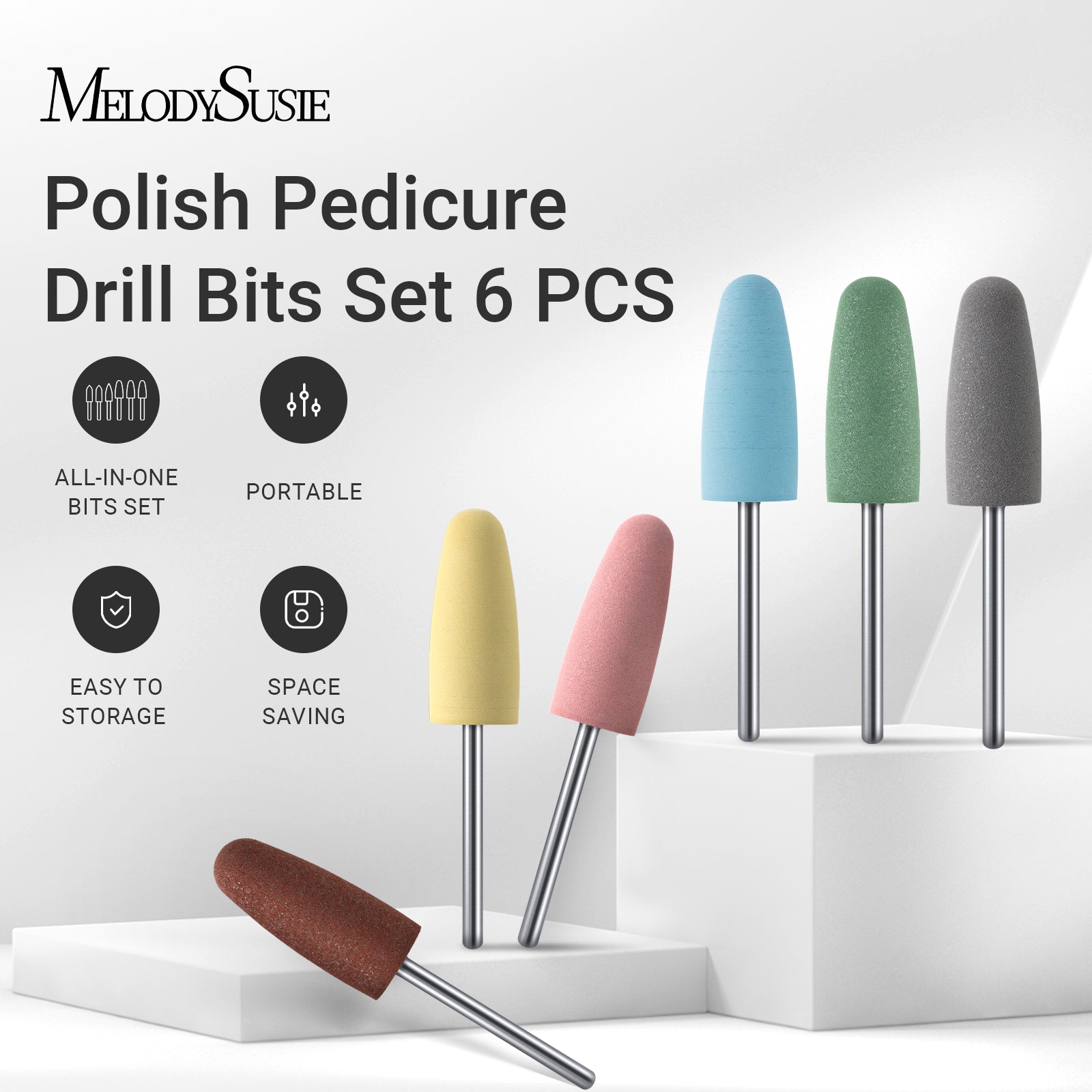 6Pcs Polish Pedicure Nail Drill Bits with 16 Holes Bits Holder Set - 图片10