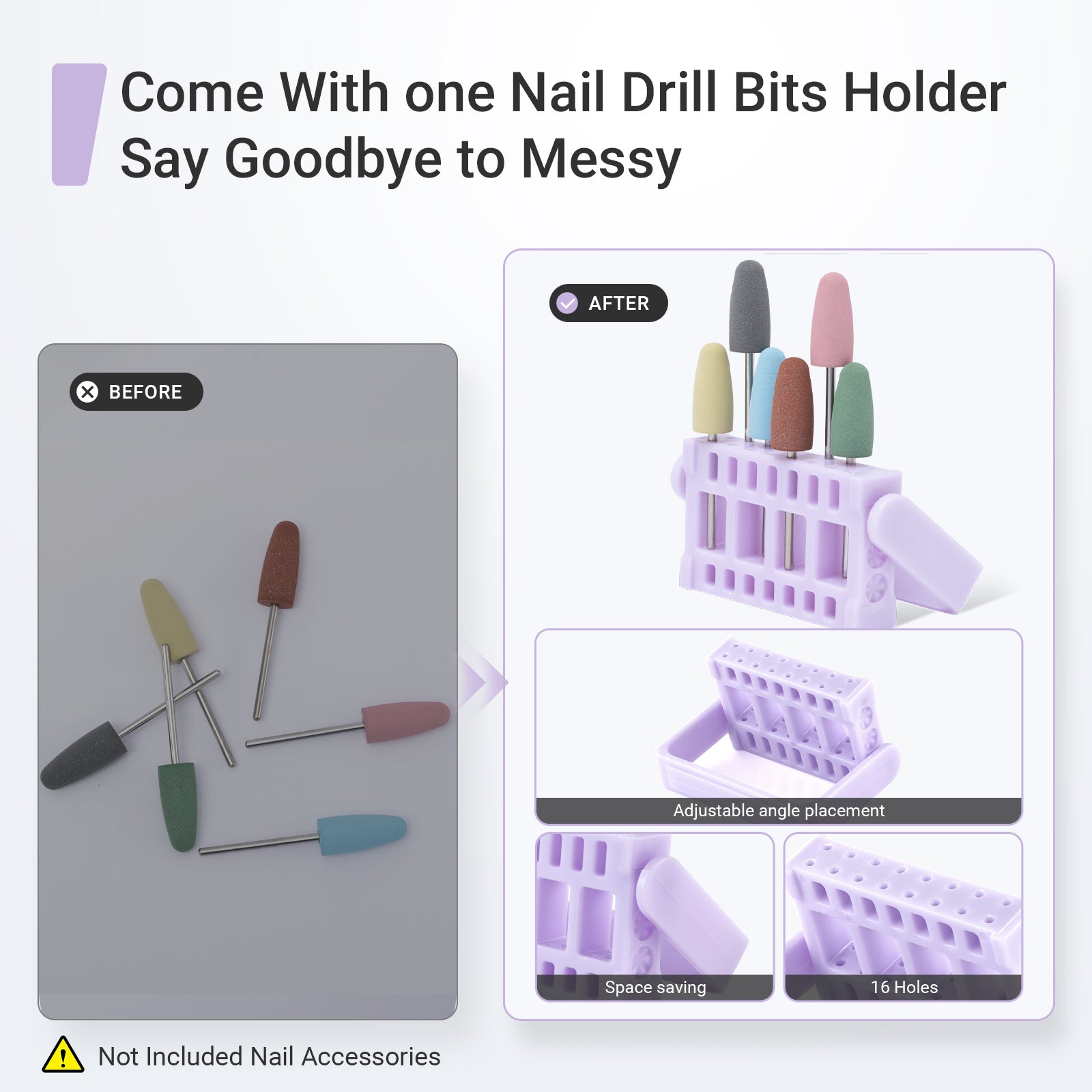 6Pcs Polish Pedicure Nail Drill Bits with 16 Holes Bits Holder Set - 图片9