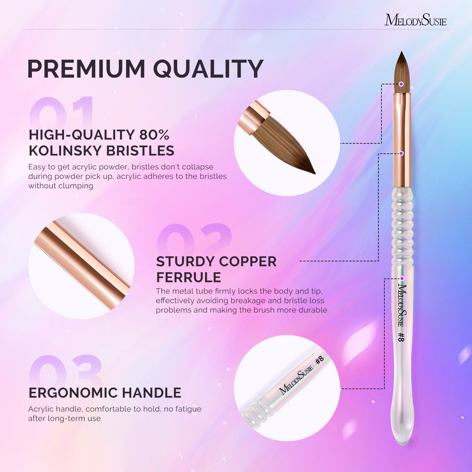 80% Kolinsky Acrylic Nail Brush - 图片3