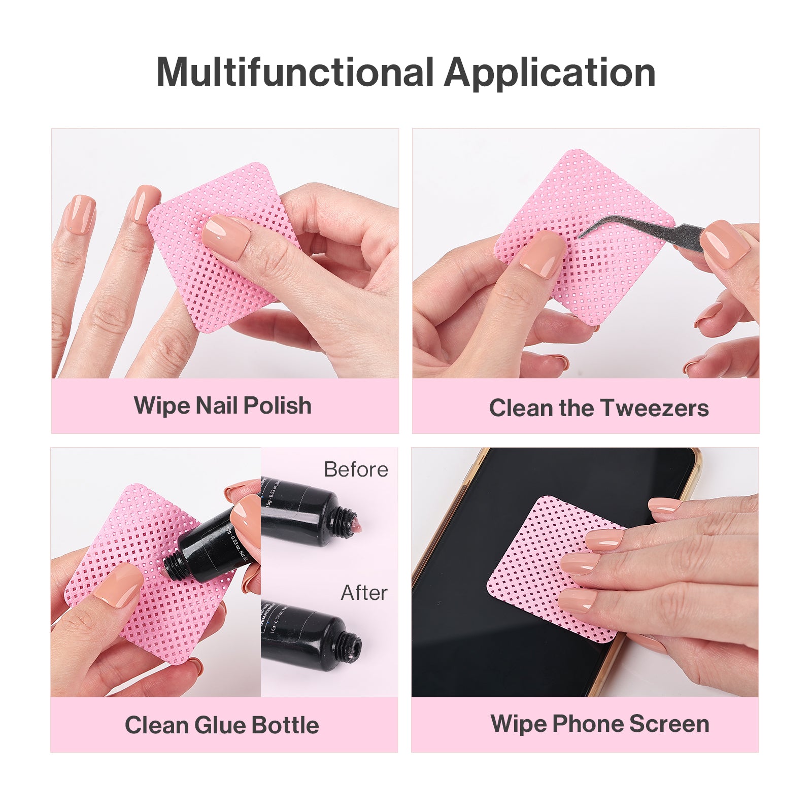 900 Pcs Lint Free Nail Wipes - Pink - 图片6