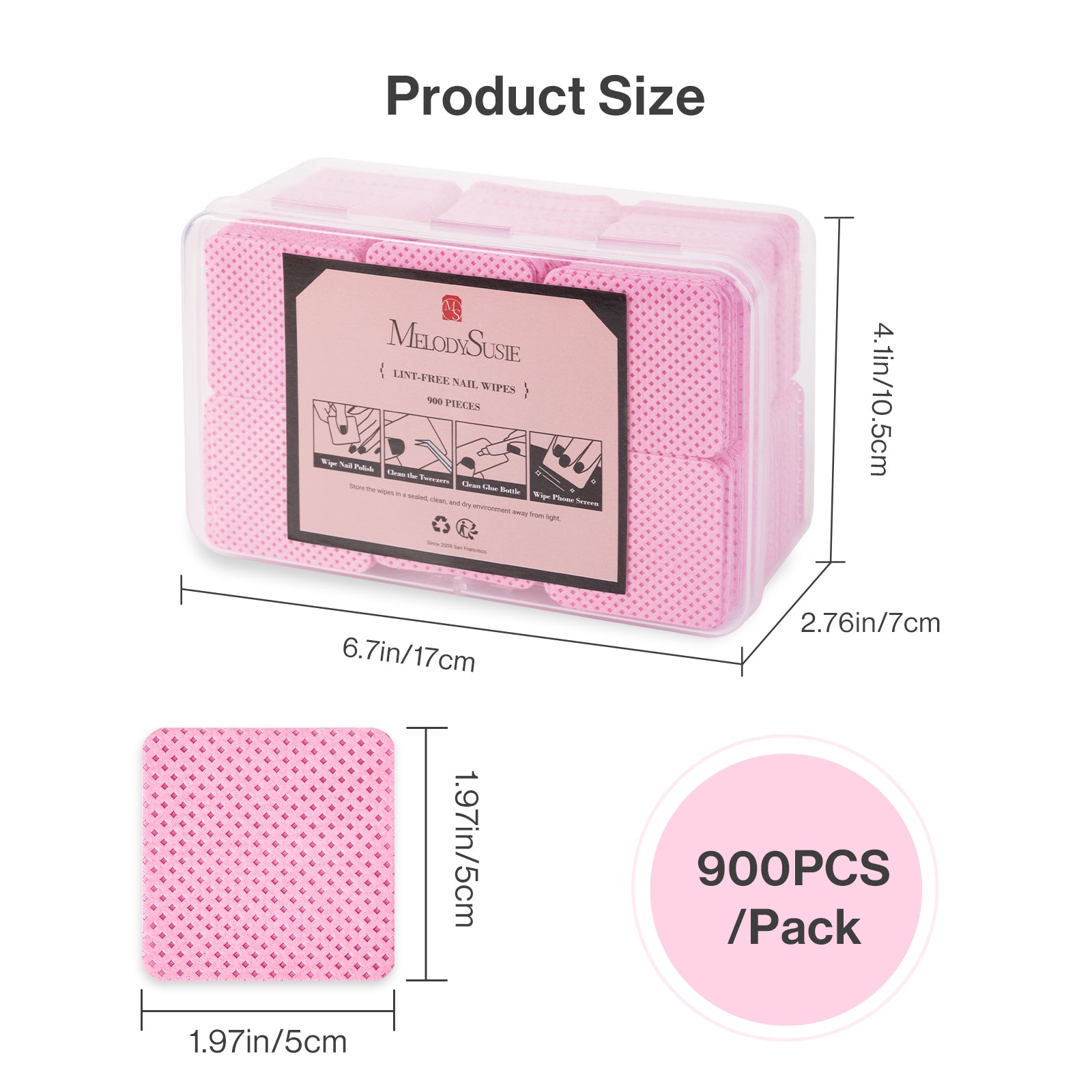 900 Pcs Lint Free Nail Wipes - Pink - 图片7