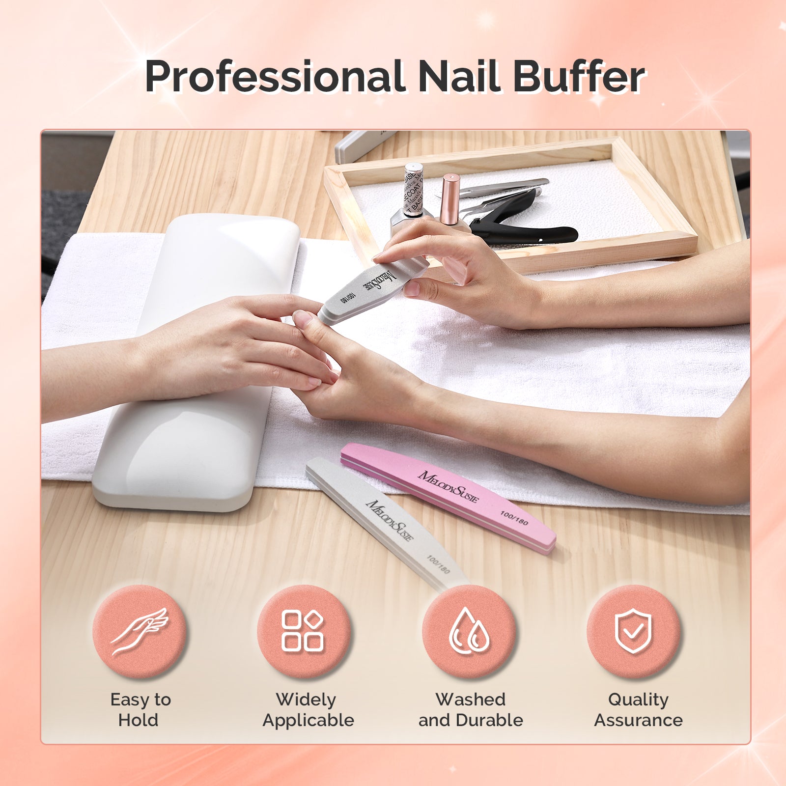 9Pcs Nail Files and Buffers Set - 100/180 Grit - 图片4