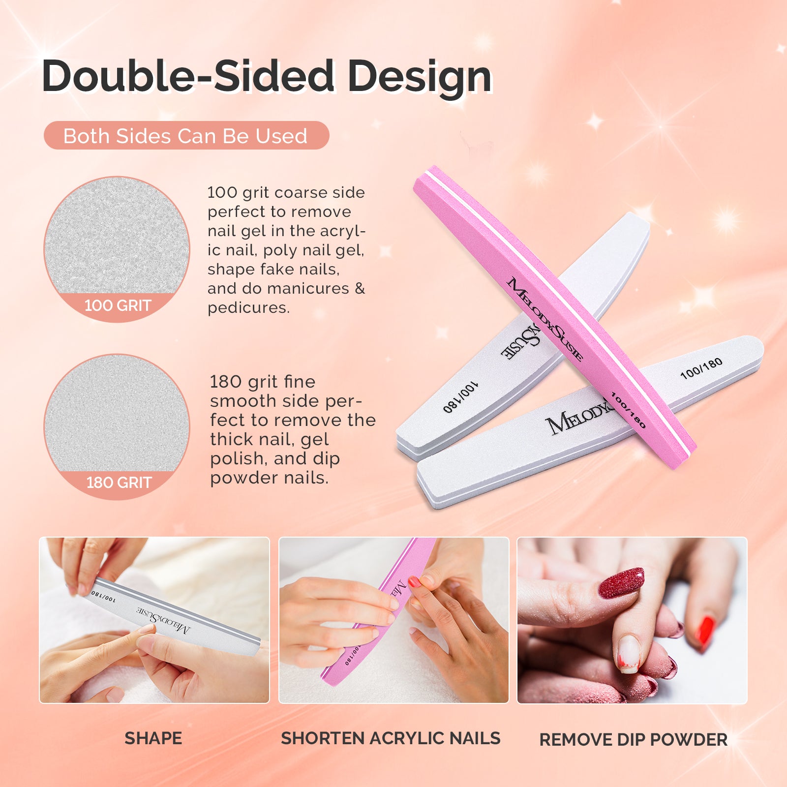 9Pcs Nail Files and Buffers Set - 100/180 Grit - 图片5