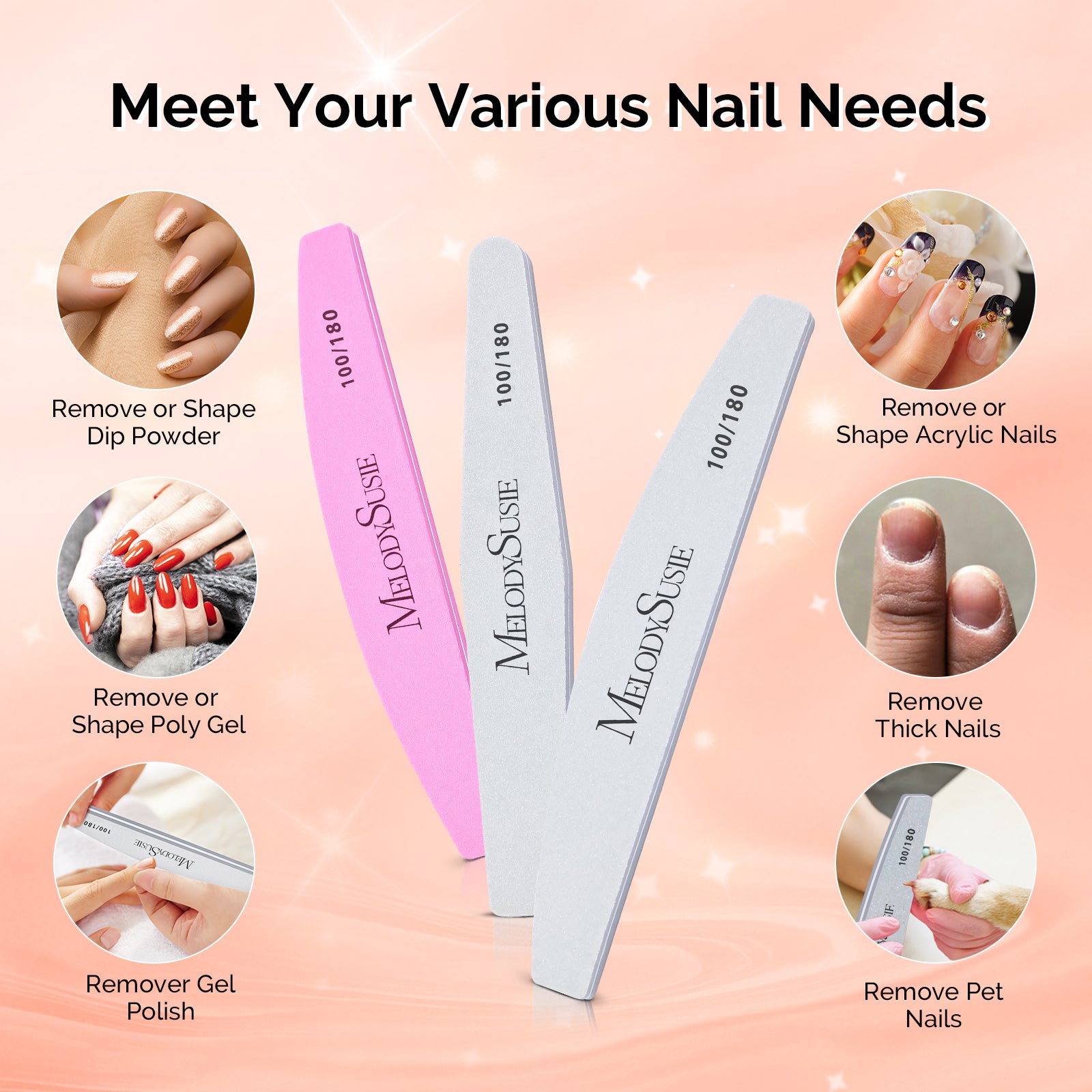 9Pcs Nail Files and Buffers Set - 100/180 Grit - 图片7