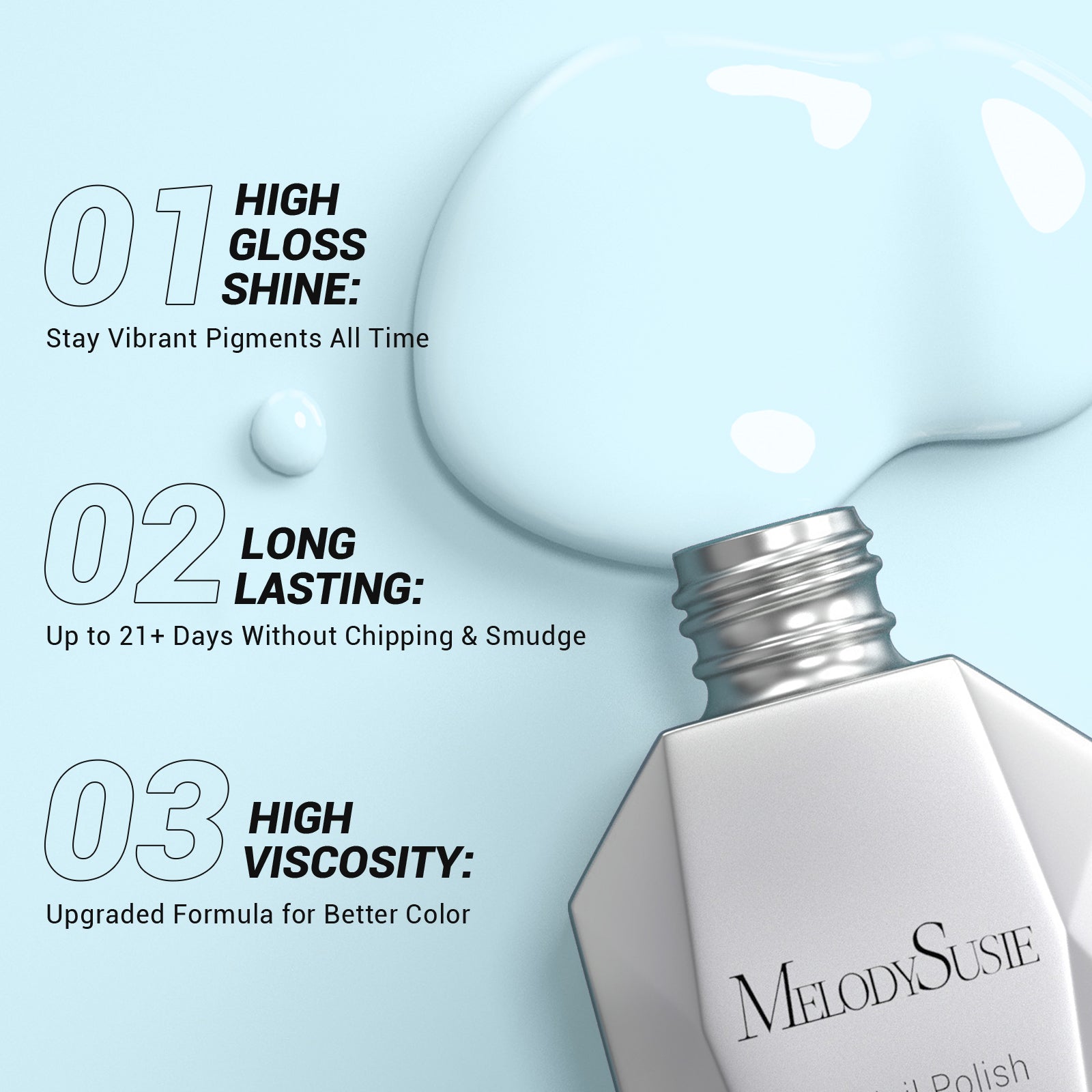 A1101 Bright Blue - TPO-Free Thick Gel Nail Polish(15ml) - 图片3