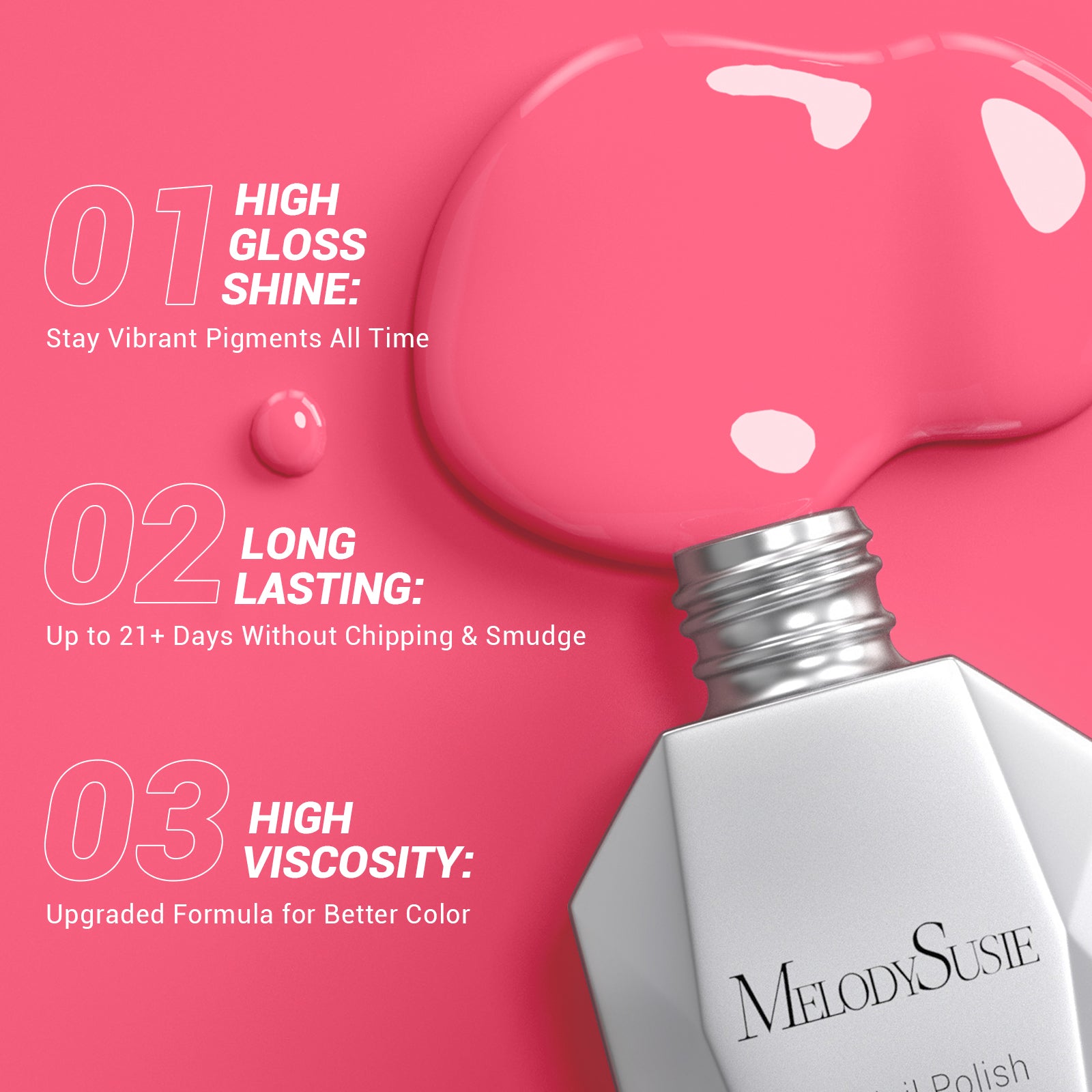 A1601 Neon Pink - TPO-Free Thick Gel Nail Polish(15ml) - 图片3