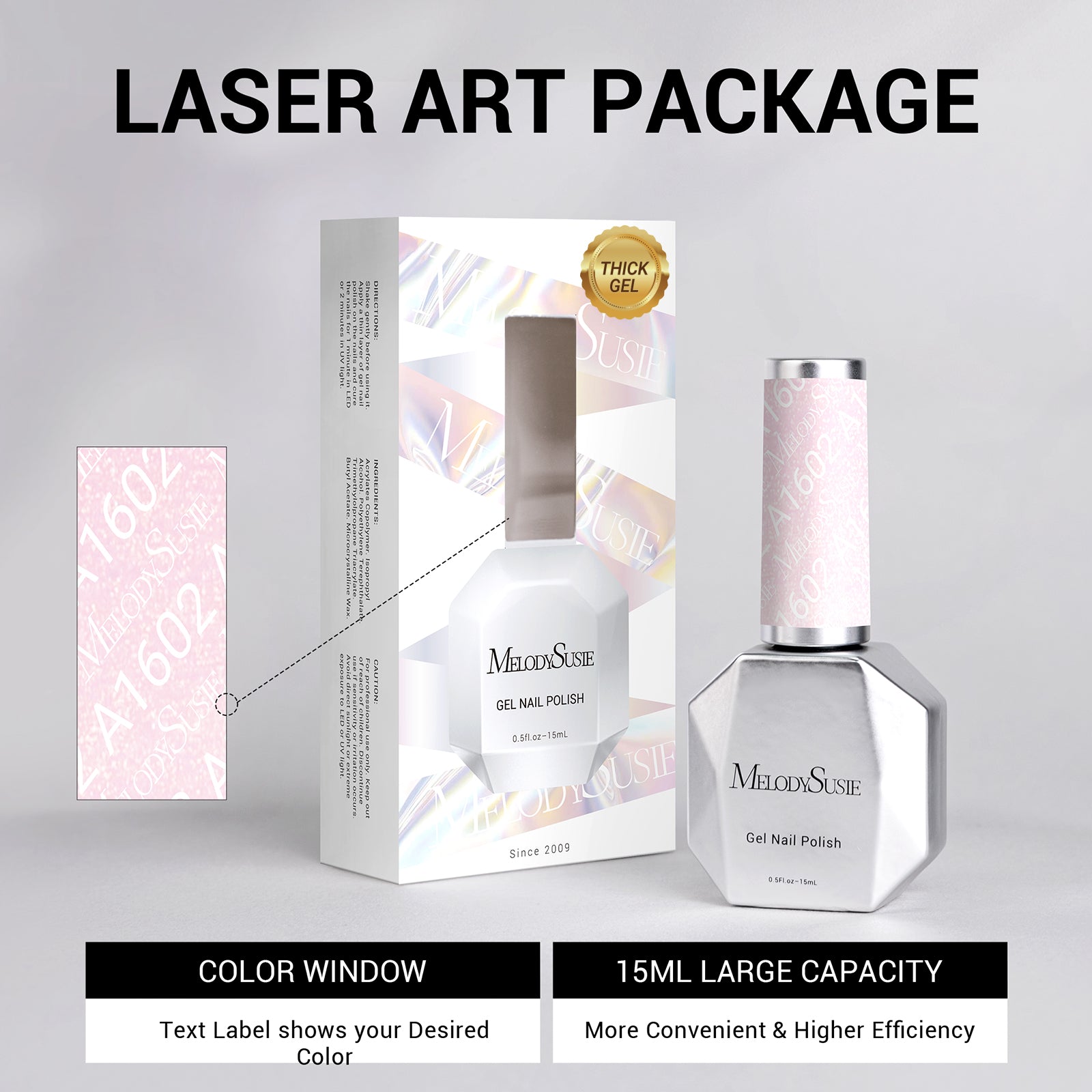 A1602 Baby Pink Shimmer - TPO-Free Thick Gel Nail Polish(15ml) - 图片6