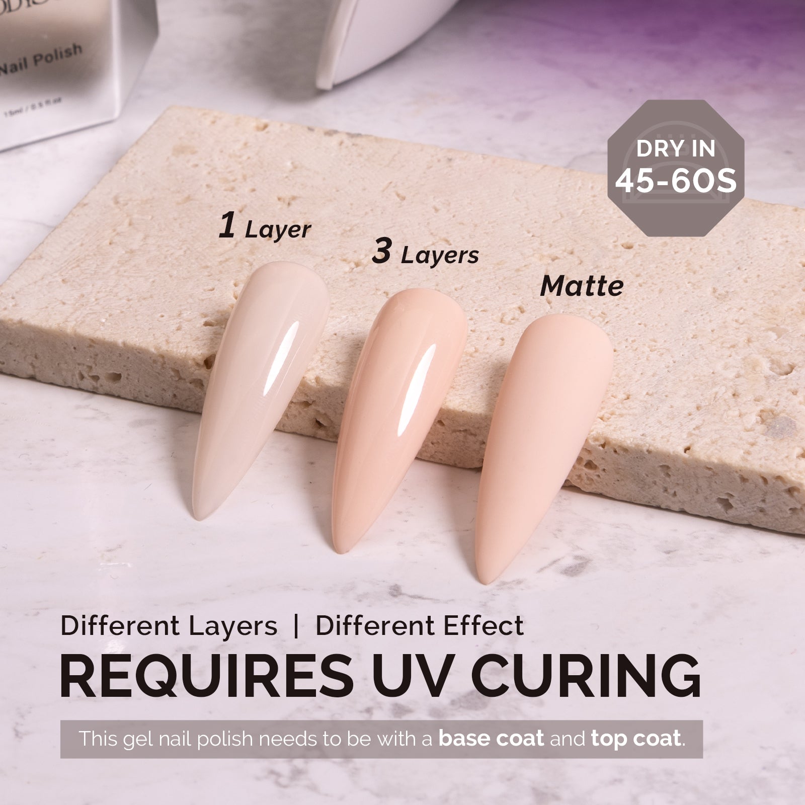 A2401 Nude Pink - TPO-Free Faster UV Curing Gel Nail Polish(15ml) - 图片3