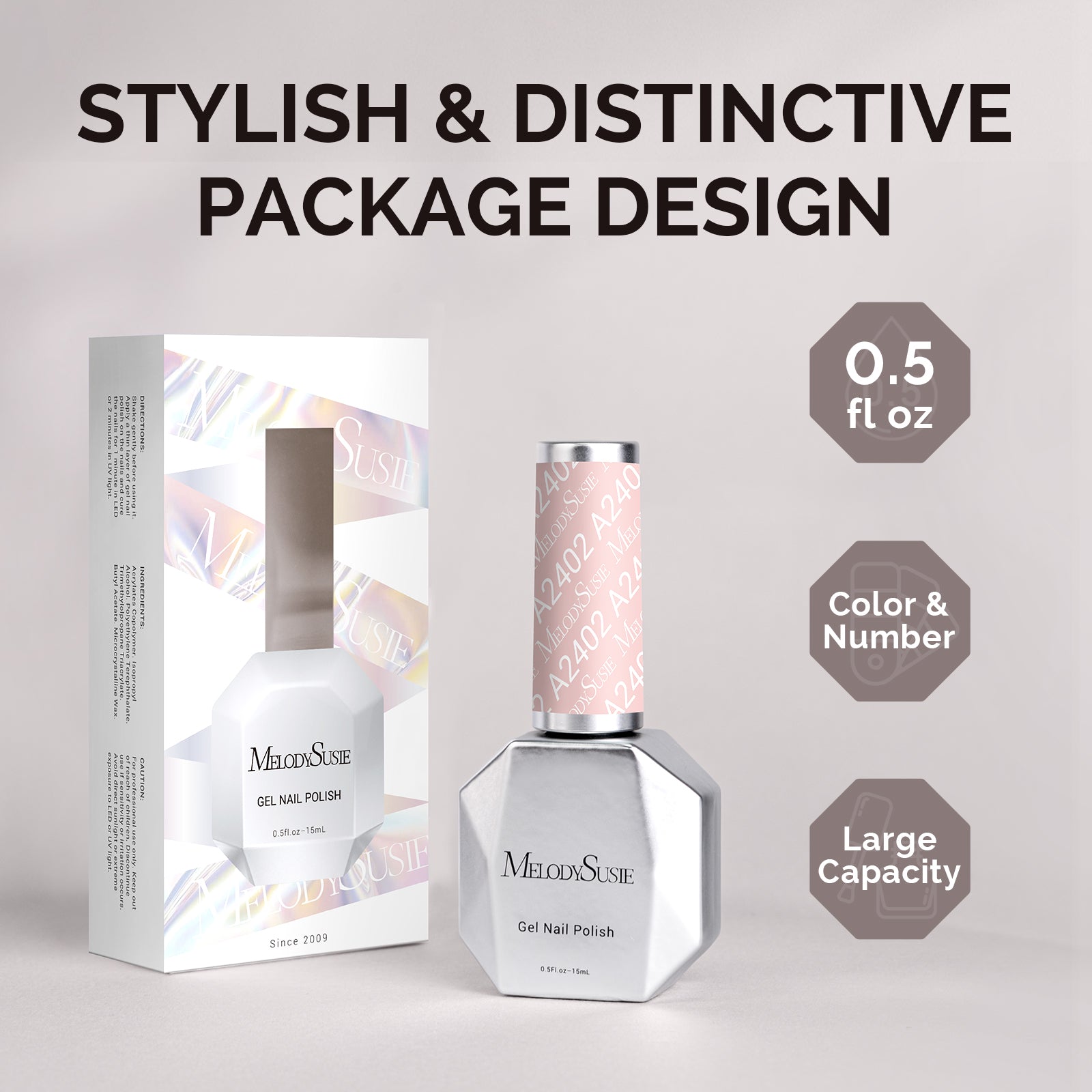 A2402 Milky Pink - TPO-Free Faster UV Curing Gel Nail Polish(15ml) - 图片6