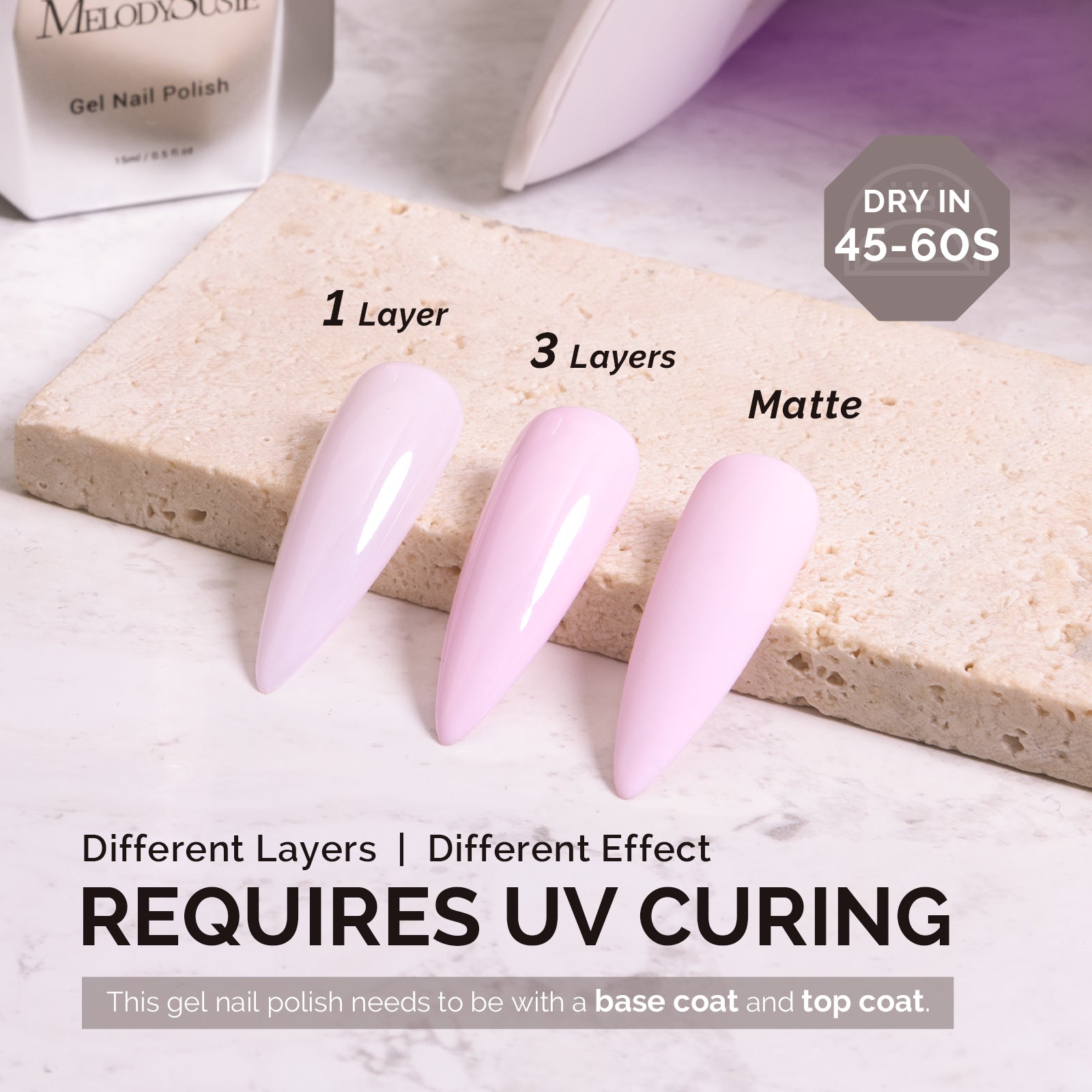 A2601 Creamy Pink - TPO-Free Faster UV Curing Gel Nail Polish(15ml) - 图片3